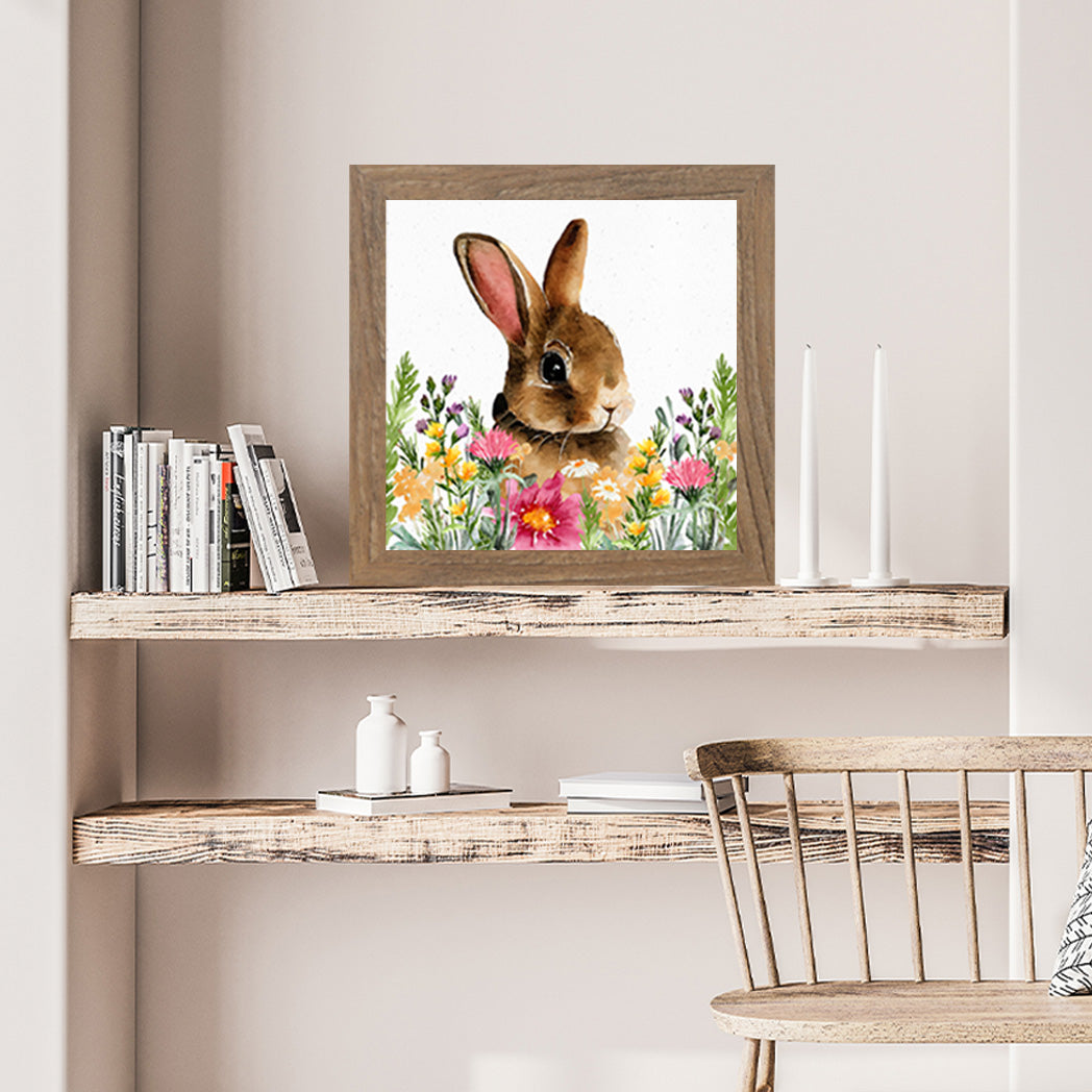 Framed Easter wall art print featuring cross, florals, and pastel colors – glittered and ready to display