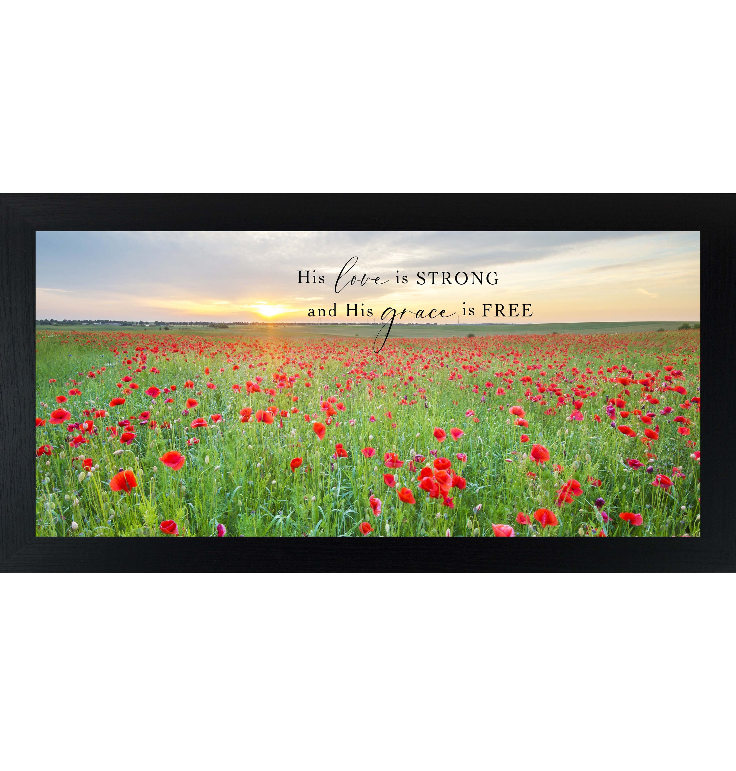 His Love Is Strong and His Grace Is Free – Framed Christian Wall Art NS627