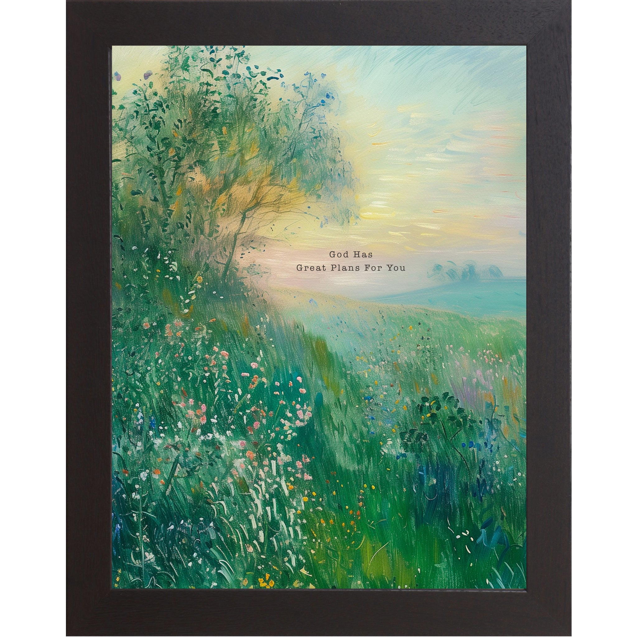 God Has Great Plans For You – Christian Inspirational Wall Art, Watercolor Meadow Decor – SB157 - Summer Snow Art