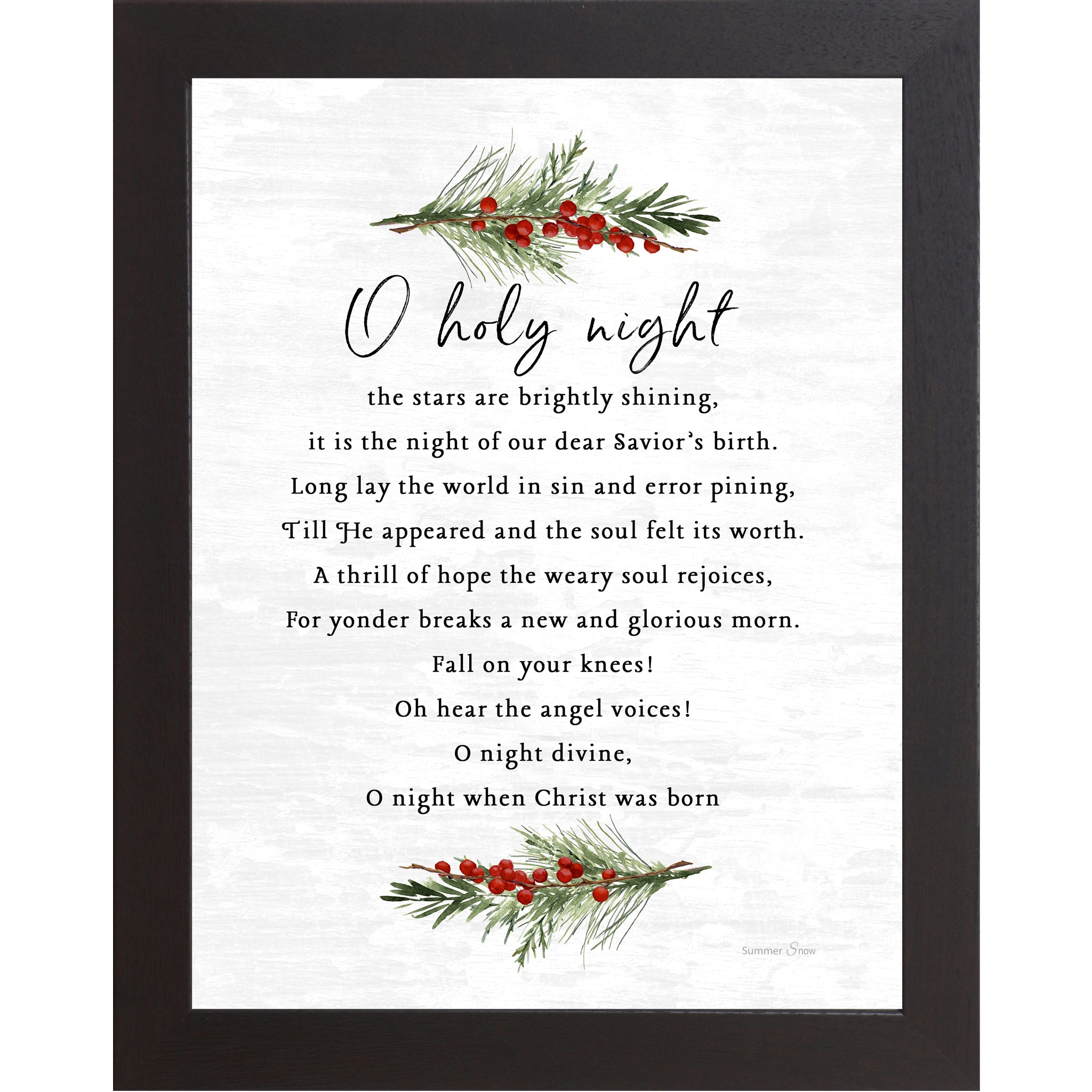 O Holy Night Christmas Hymn Wall Art – O Night Divine Christian Holiday Decor SA338 - Summer Snow Art