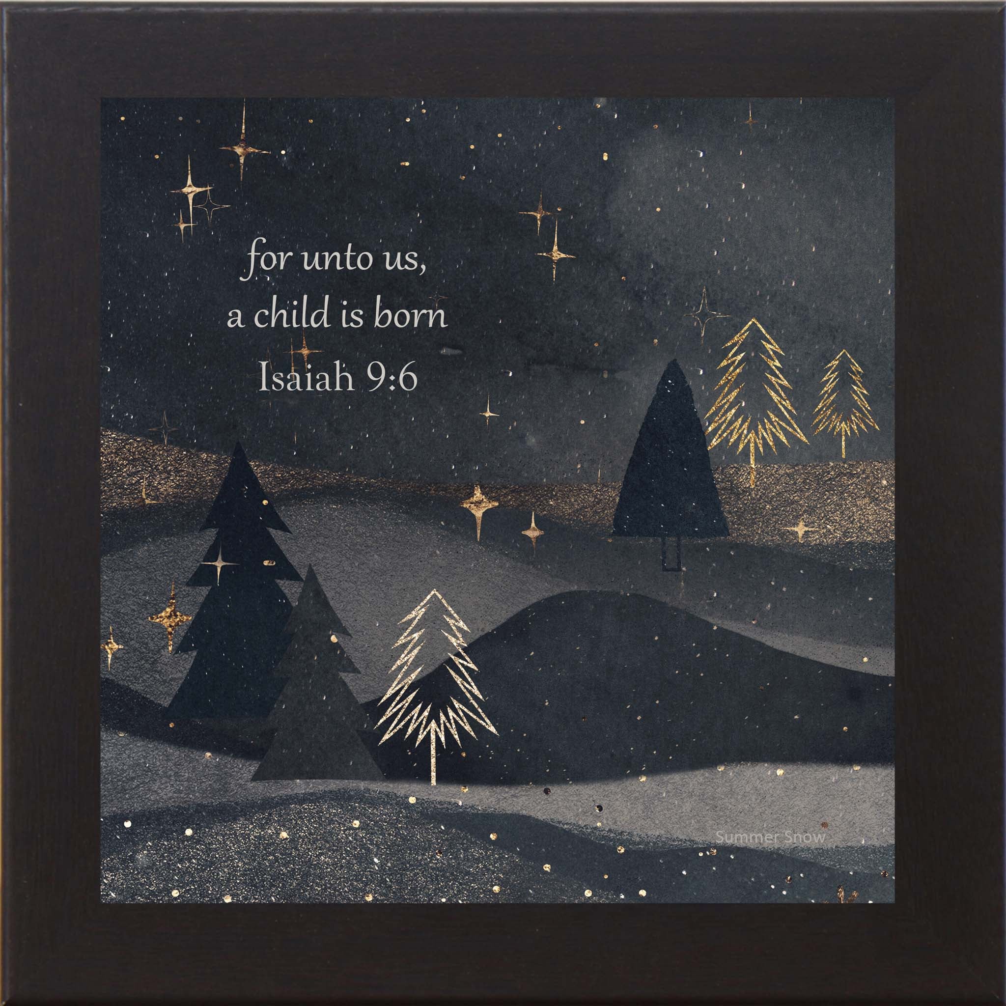 For Unto Us a Child Is Born – Isaiah 96 Christmas Scripture Wall Art, Christian Night Sky Decor SA82 - Summer Snow Art