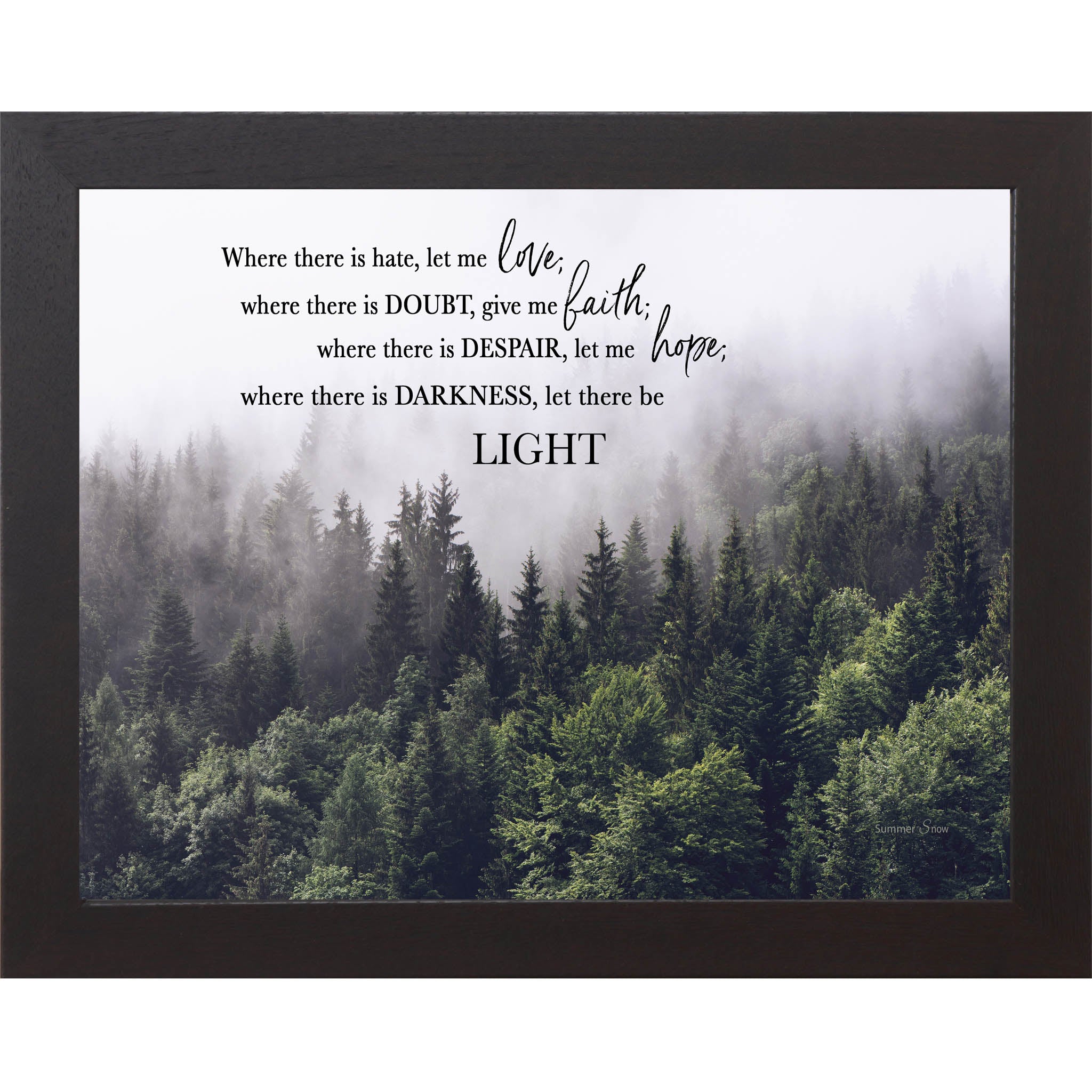 Where There Is Hate Let Me Love – Inspirational Christian Wall Art, Peace & Faith Decor, Framed Woodland Art (SS120)