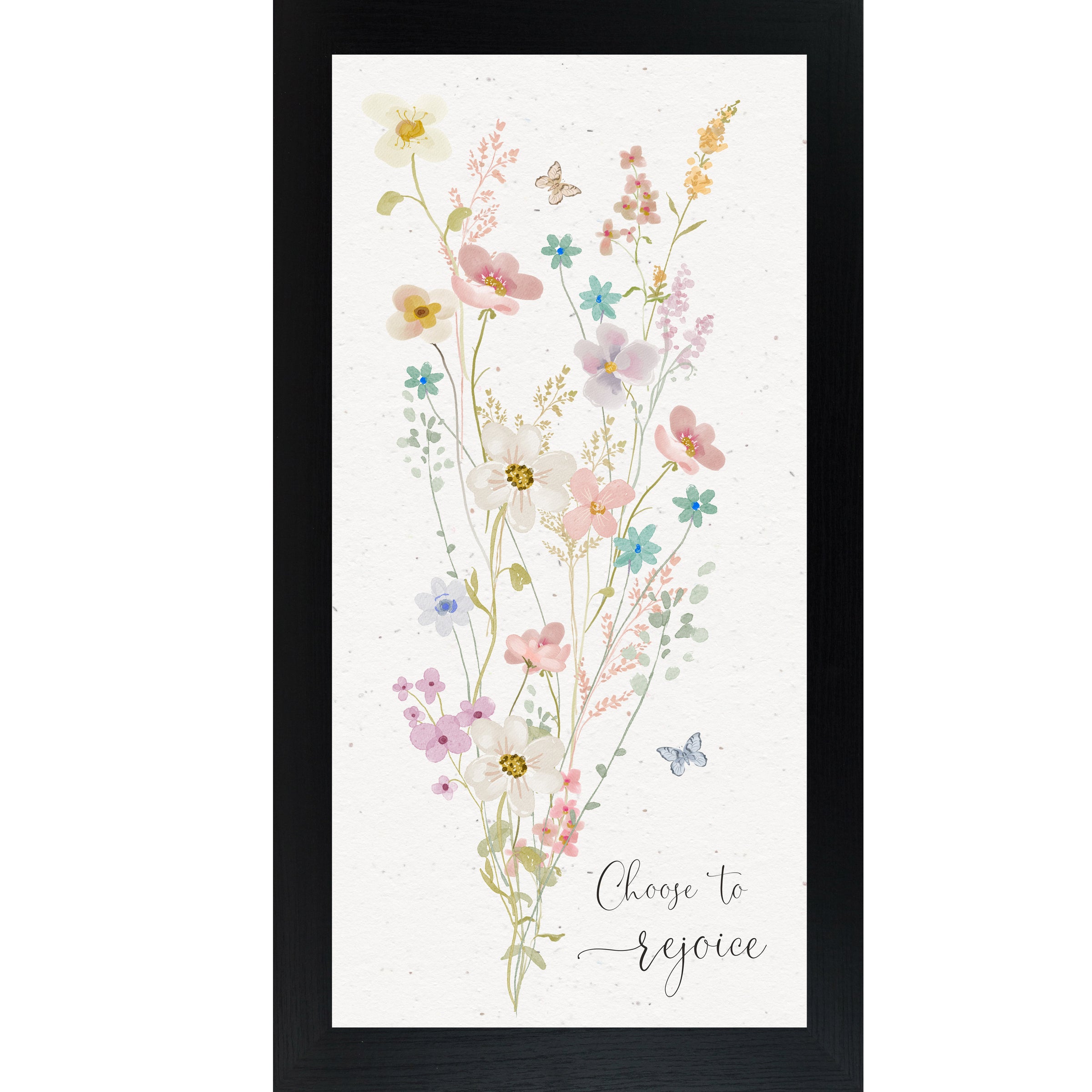 Choose to Rejoice – Floral Pastel Framed Wall Art, Inspirational Spring Decor (SB730)