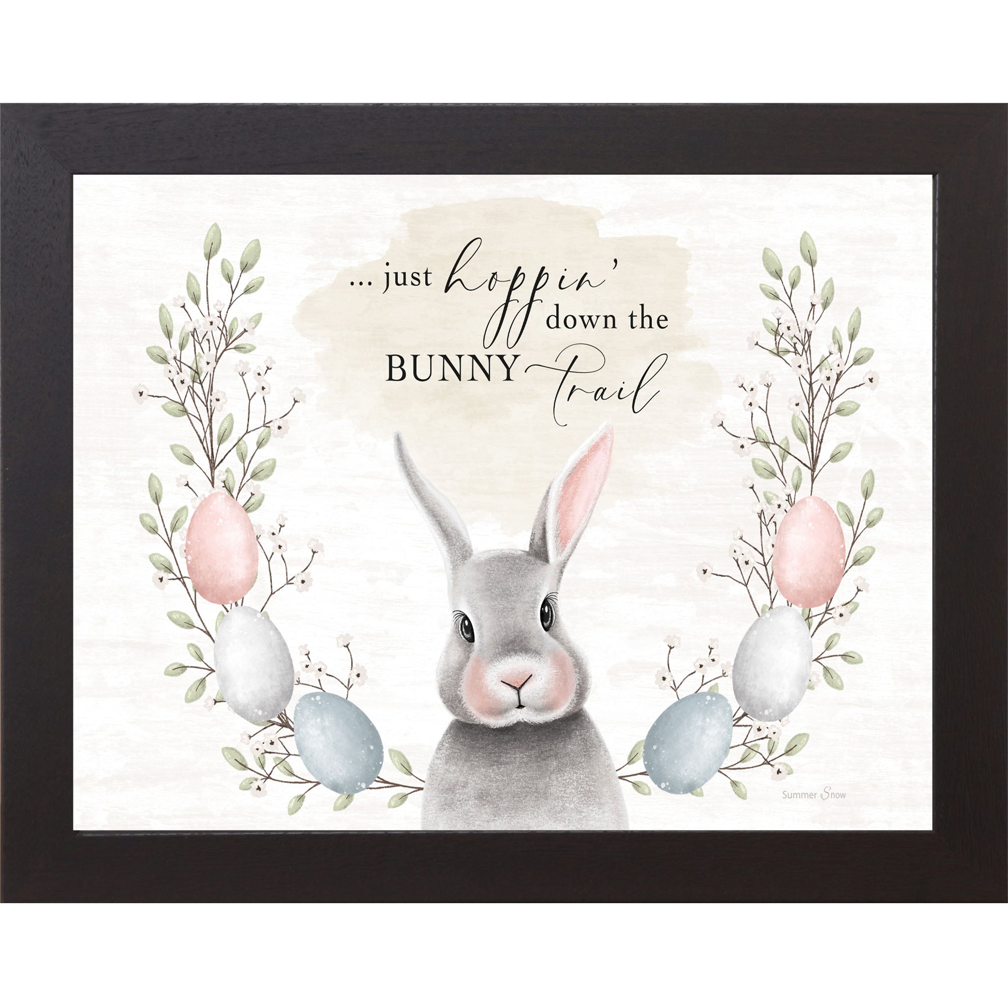 Just Hoppin’ Down the Bunny Trail Framed Wall Art – Easter Bunny Spring Decor | SA377