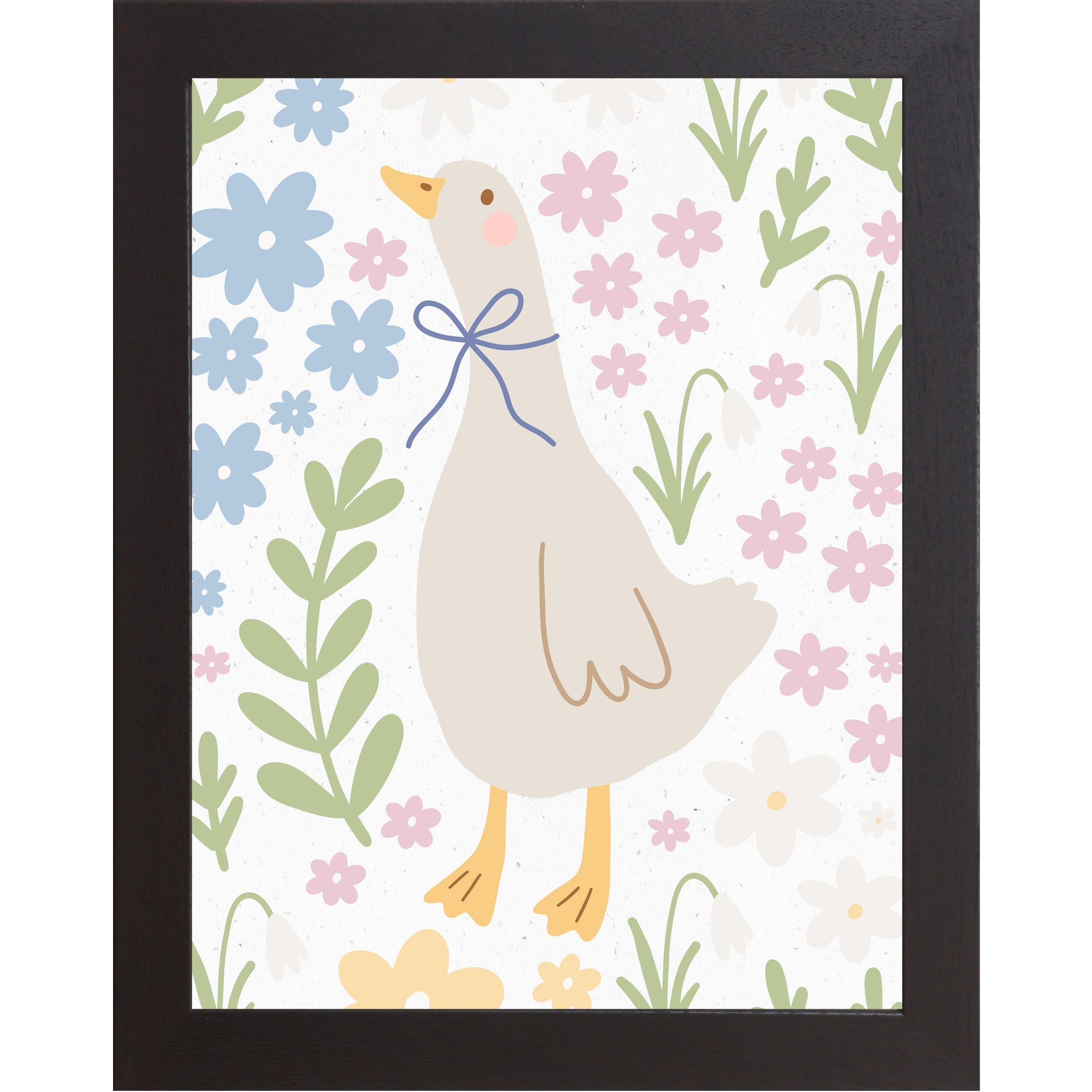 Whimsical Duck Floral Wall Art – Pastel Spring Framed Art for Nursery & Everyday Home Decor (SB121)