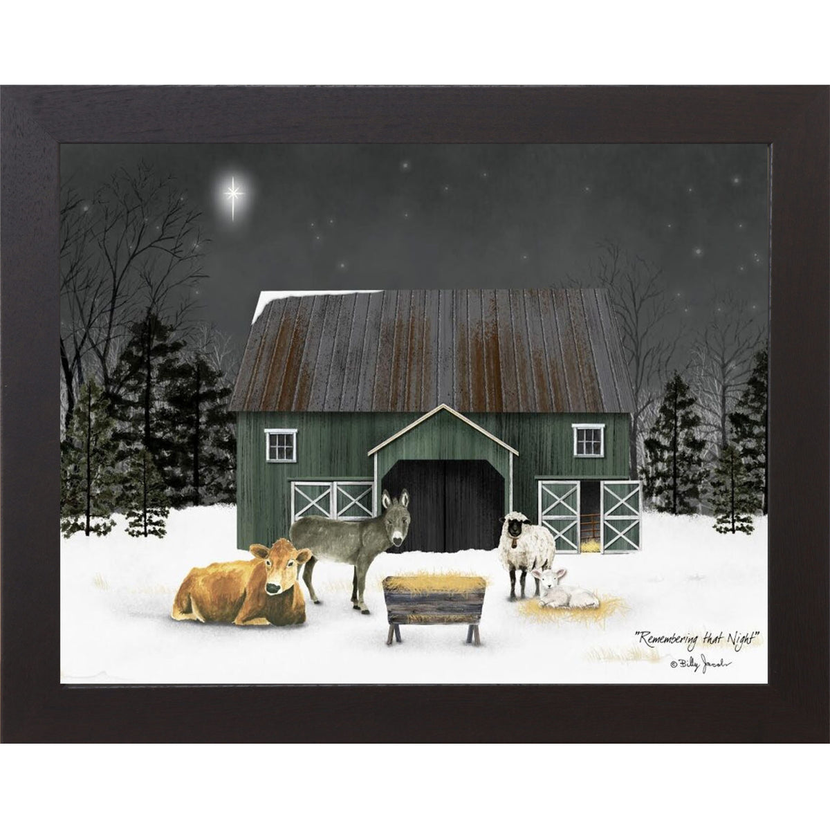 Remembering the Night – Nativity Framed Wall Art by Billy Jacobs | Christmas Faith Decor (BJ1270) - Summer Snow Art