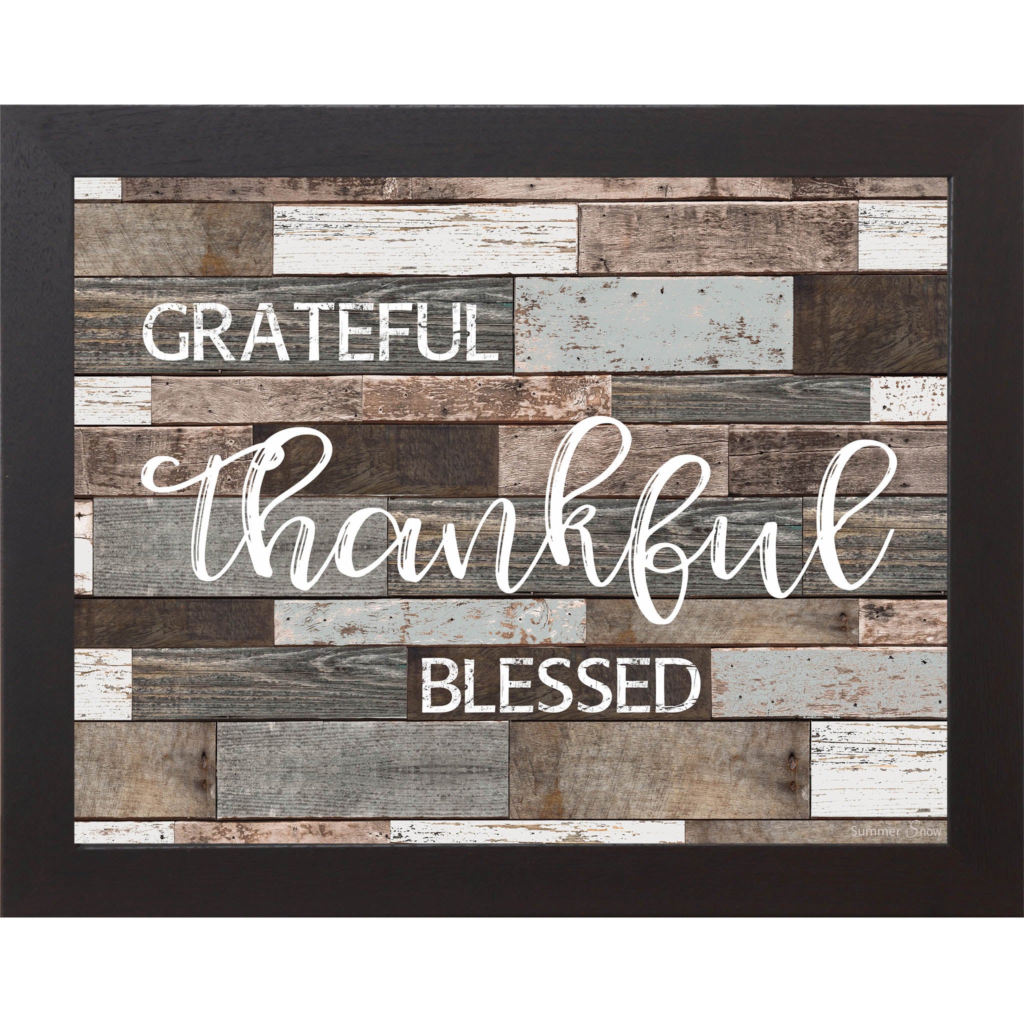 Grateful Thankful Blessed – Slatted Wood Inspirational Framed Wall Art (SSA000)