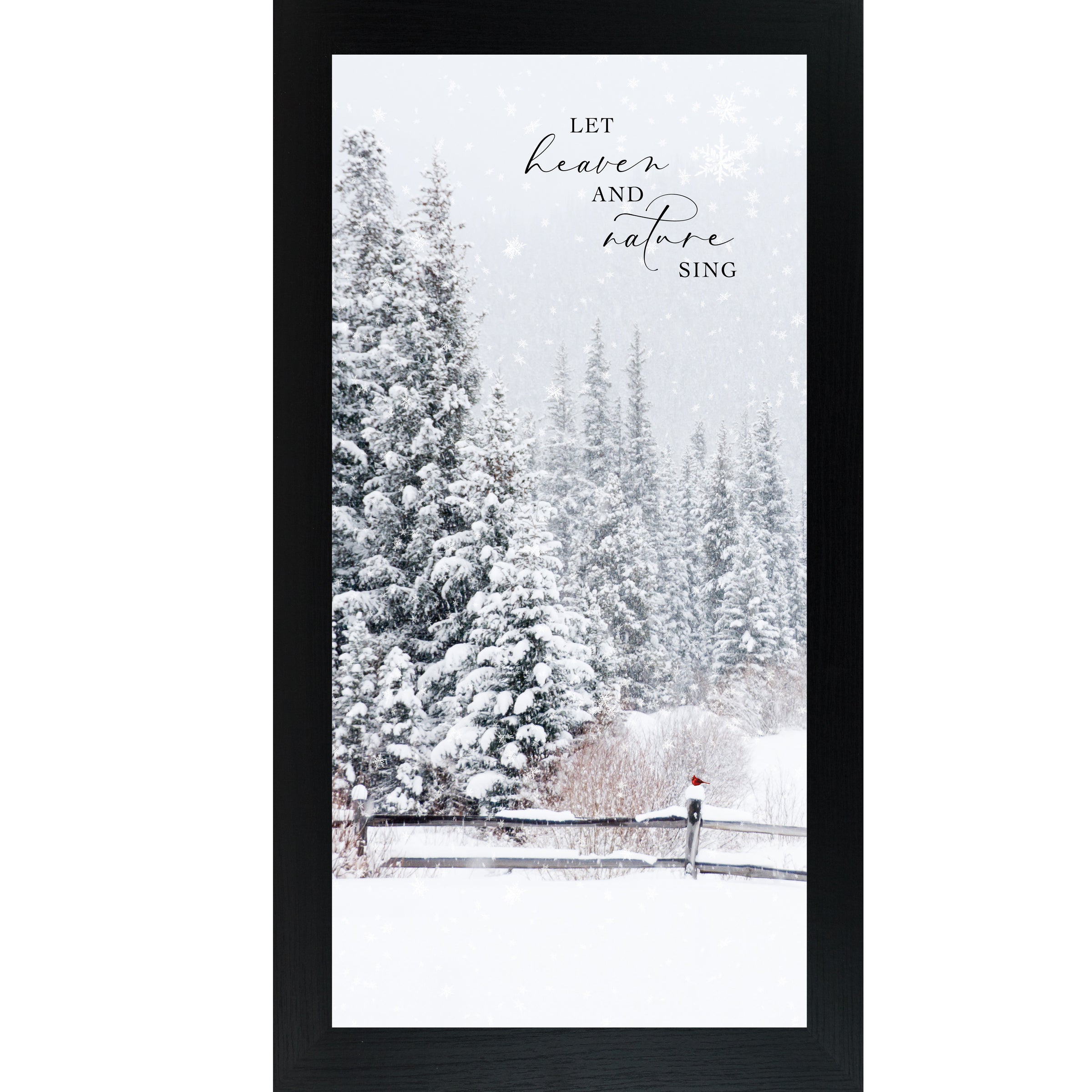 Let Heaven and Nature Sing – Framed Winter Wall Art with Cardinal & Snow Scene (SN730)