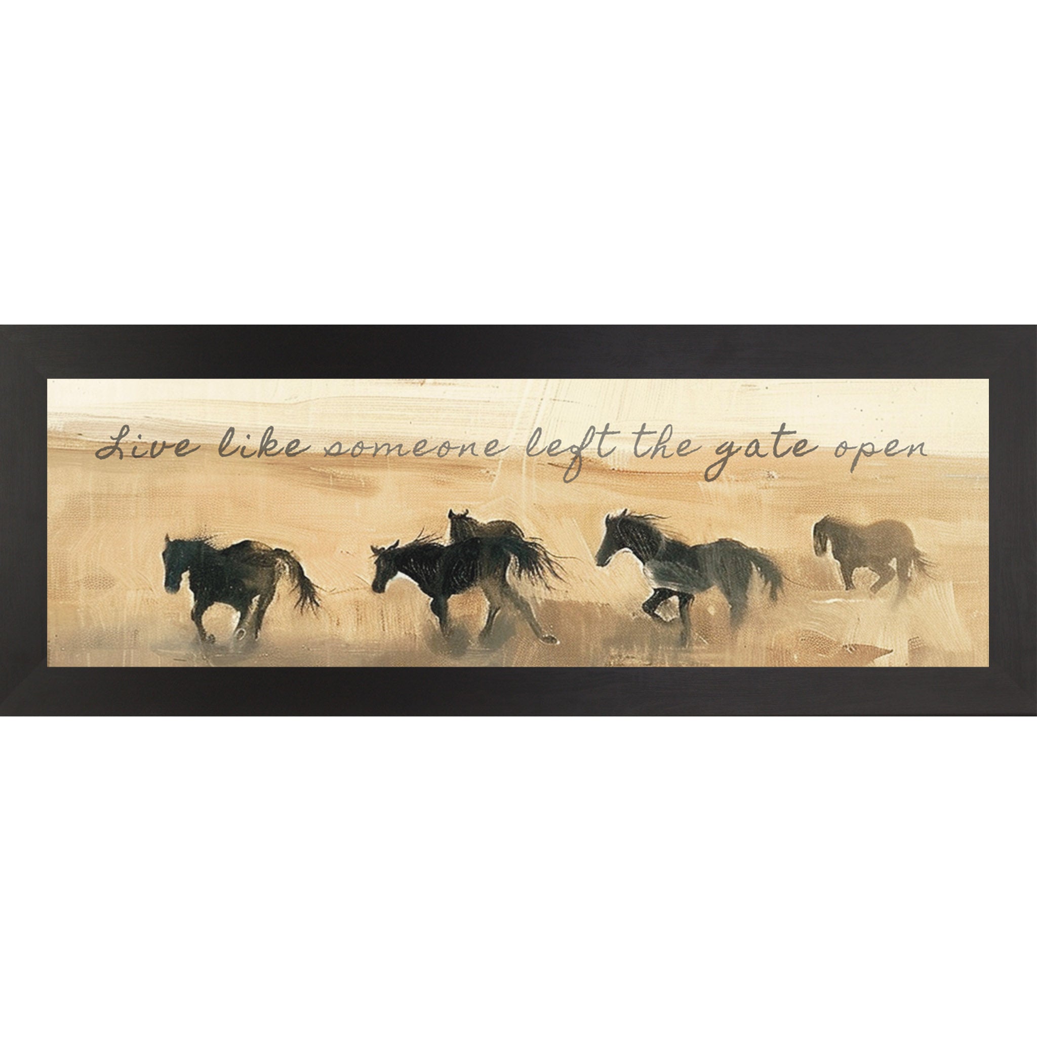 Live Like Someone Left The Gate Open – Wide Framed Horse Wall Art, Western Farm Decor (ZS102)
