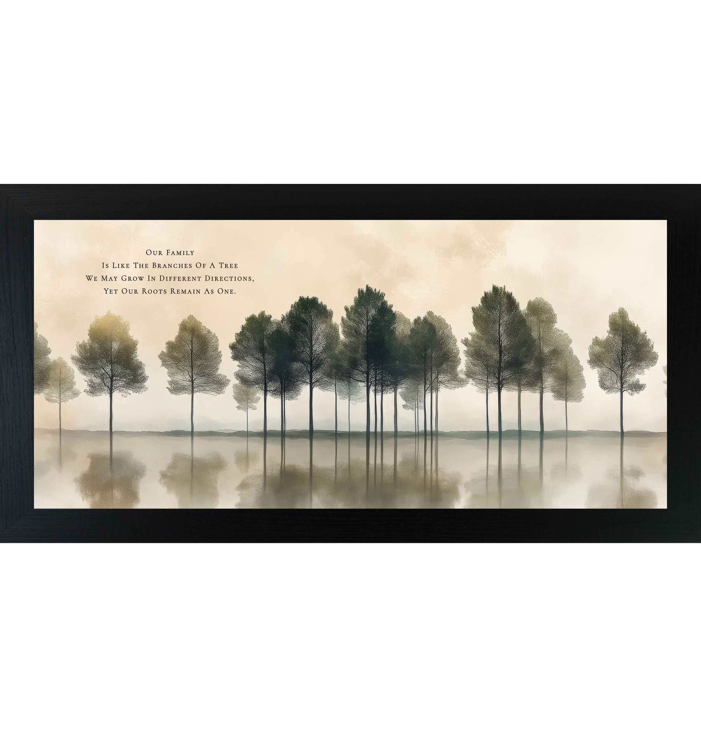 Our Family Is Like the Branches of a Tree Wall Art – Neutral Tree Reflection Family Quote (SB739)