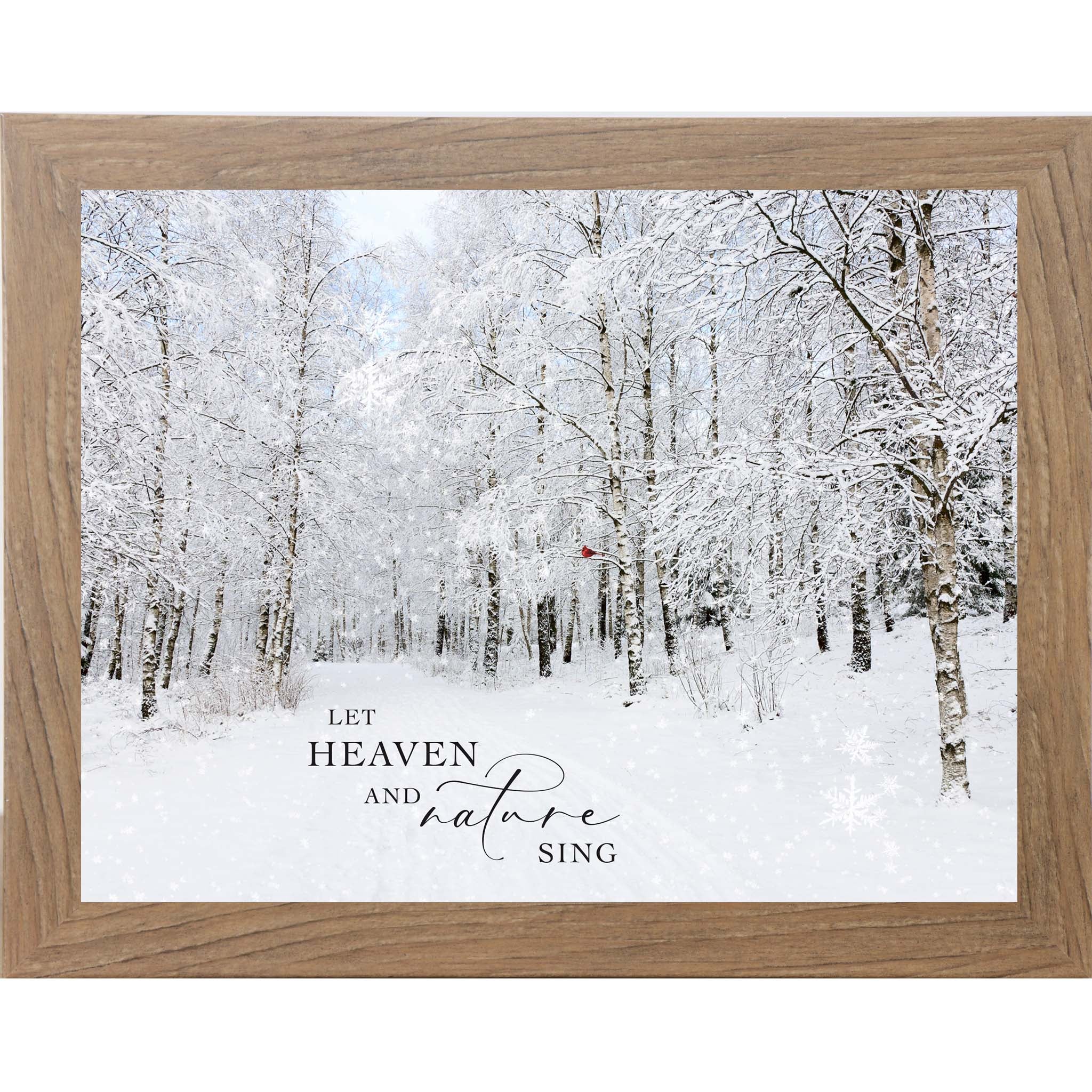 Let Heaven and Nature Sing Wall Art – Christian Winter Scene with Cardinal (SN339)