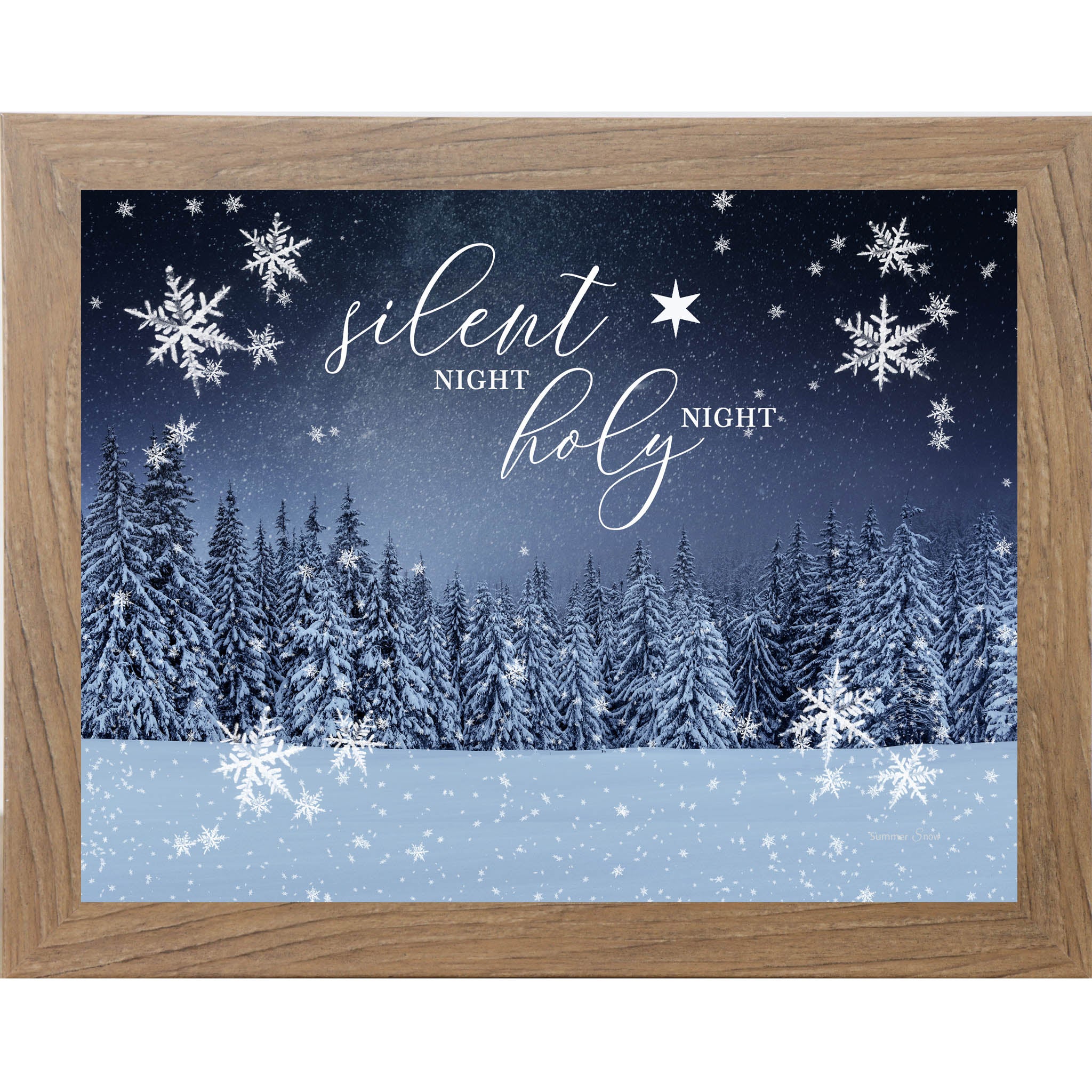 Silent Night Holy Night – Framed Christmas Wall Art with Winter Snow Scene (SA351)