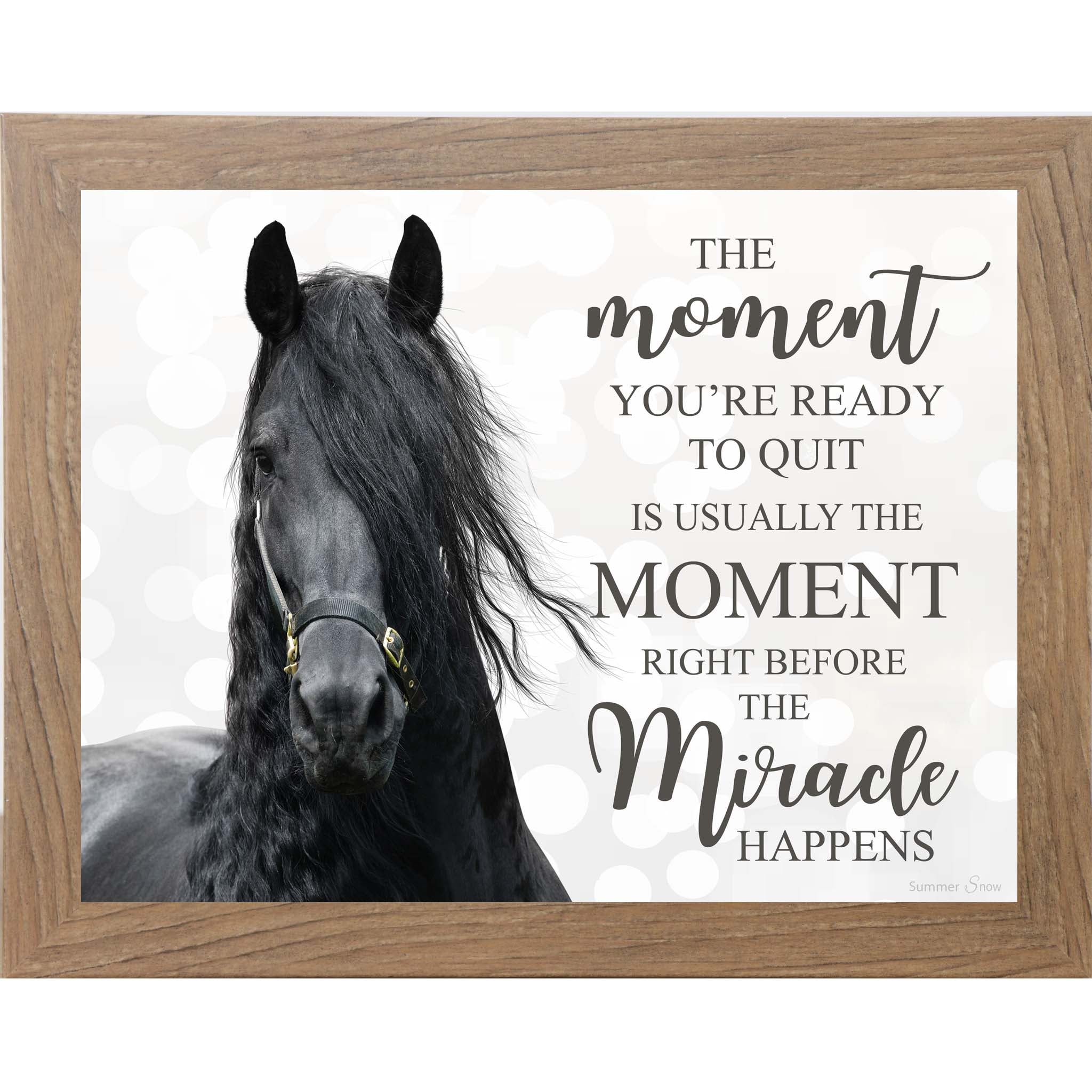 The Moment You’re Ready to Quit Horse Wall Art – Inspirational Black Horse Framed Artwork (SSW9835)