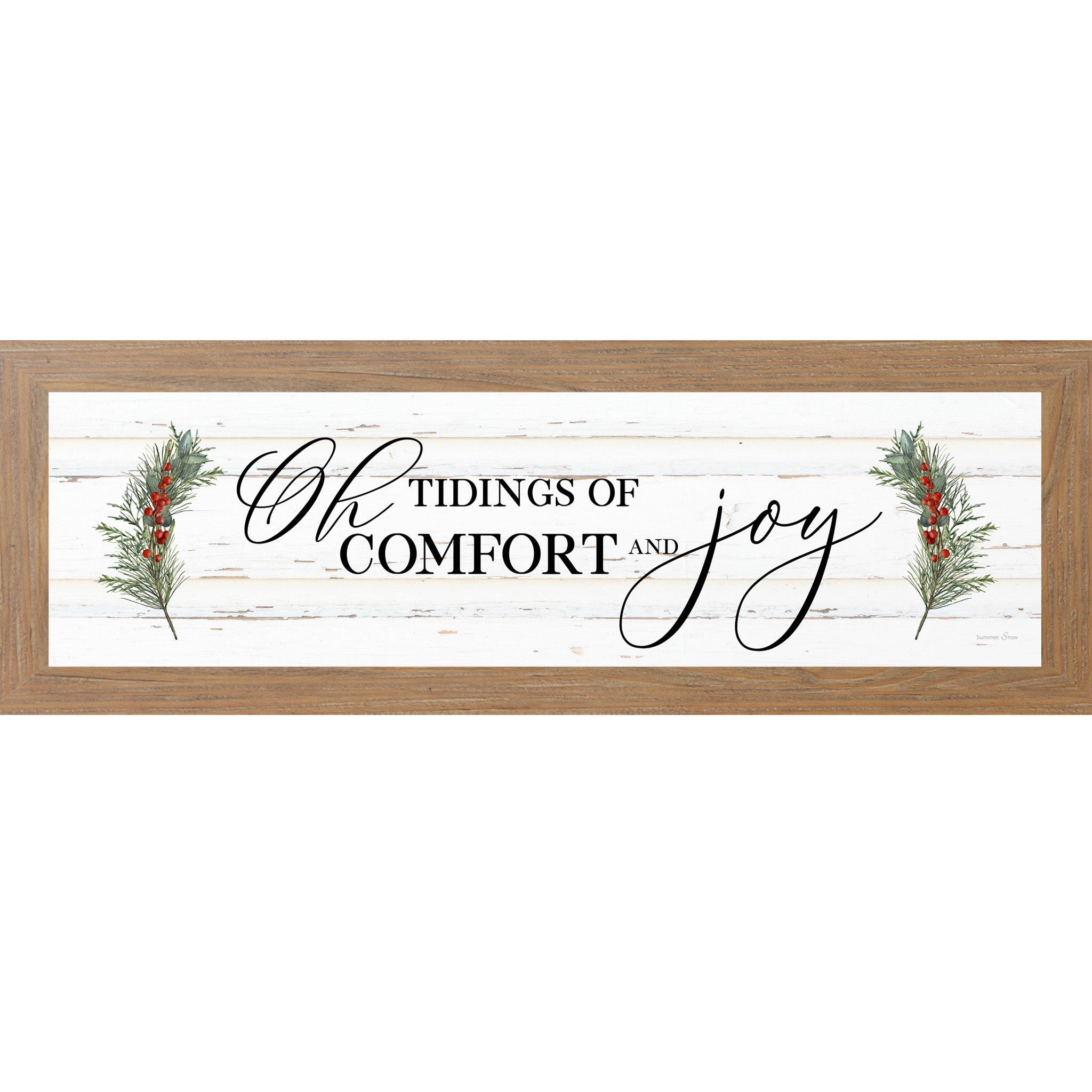 Oh Tidings of Comfort and Joy – Christian Christmas Wall Art, Winter Faith Decor, Framed Holiday Mantel Art (SS103656)