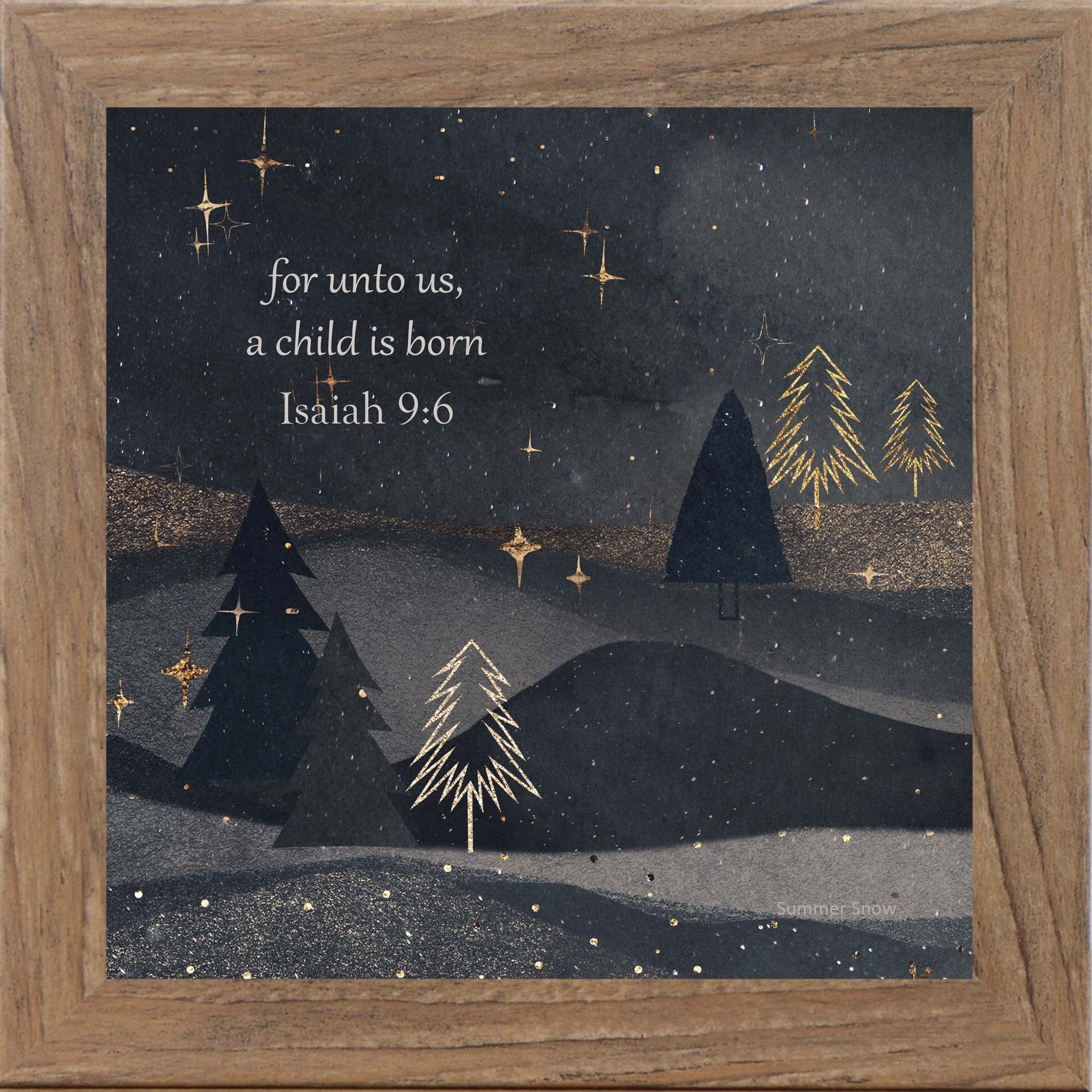 For Unto Us a Child Is Born – Isaiah 96 Christmas Scripture Wall Art, Christian Night Sky Decor SA82 - Summer Snow Art