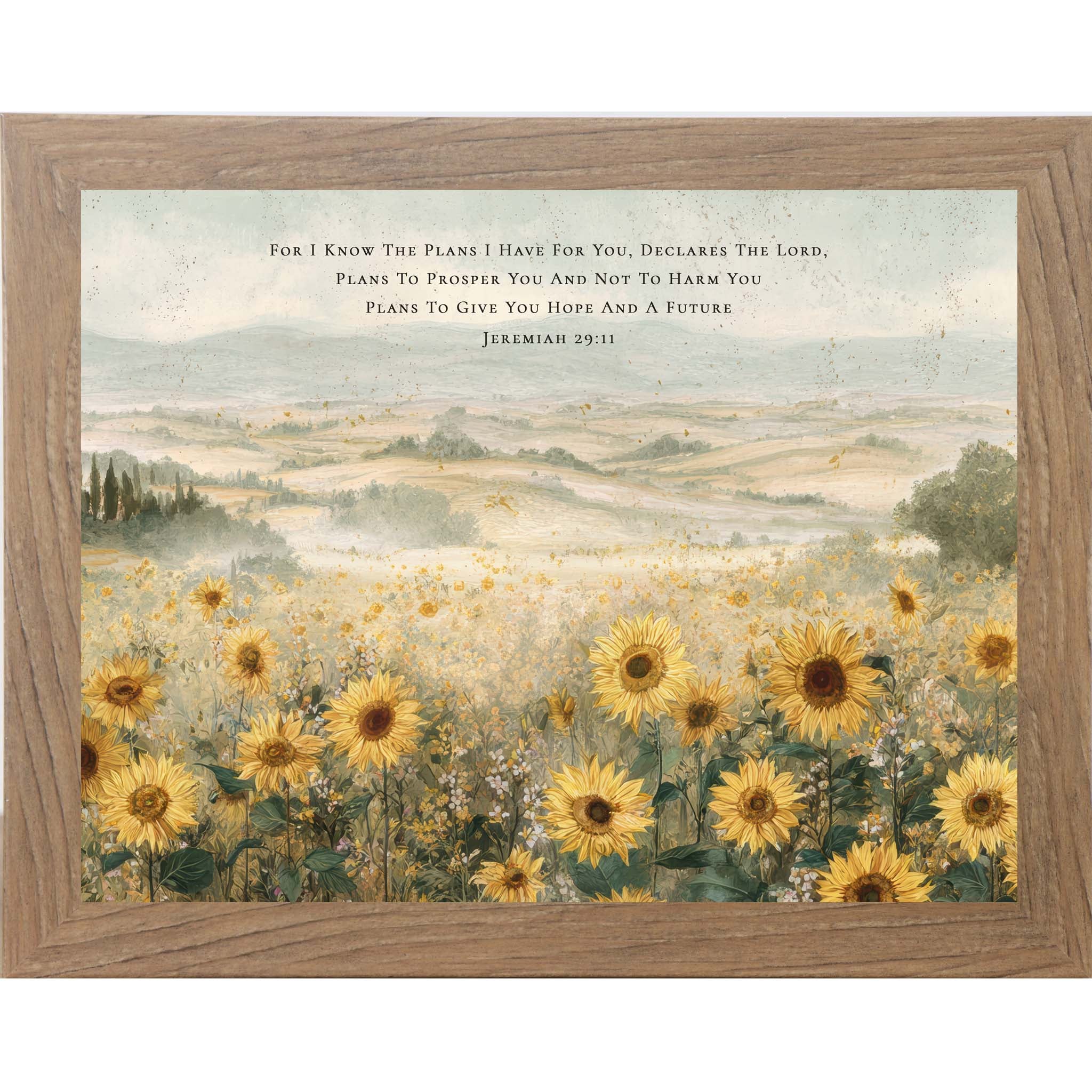 Sunflowers of Hope and a Future – Jeremiah 2911 Framed Wall Art, Christian Sunflower Landscape Decor (SB164) - Summer Snow Art