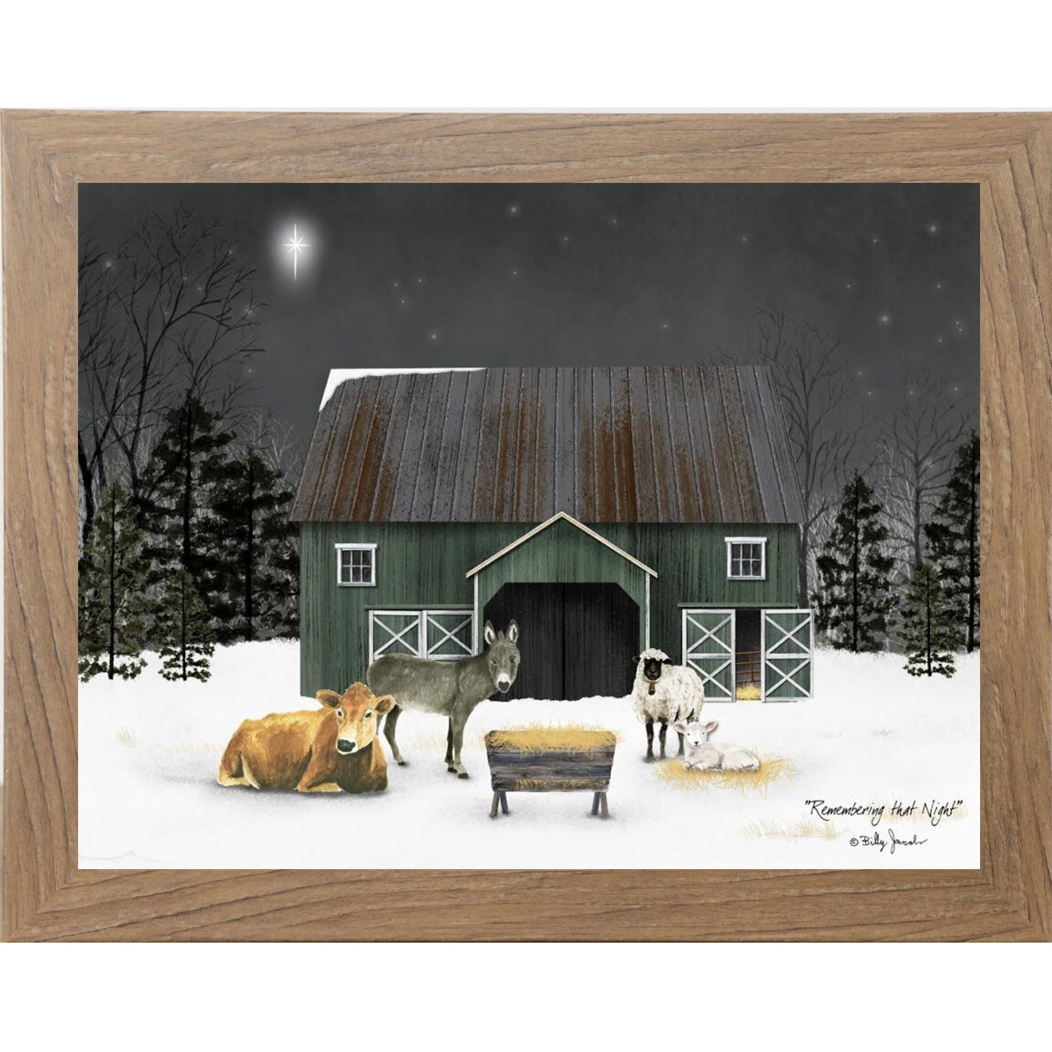 Remembering the Night – Nativity Framed Wall Art by Billy Jacobs | Christmas Faith Decor (BJ1270) - Summer Snow Art