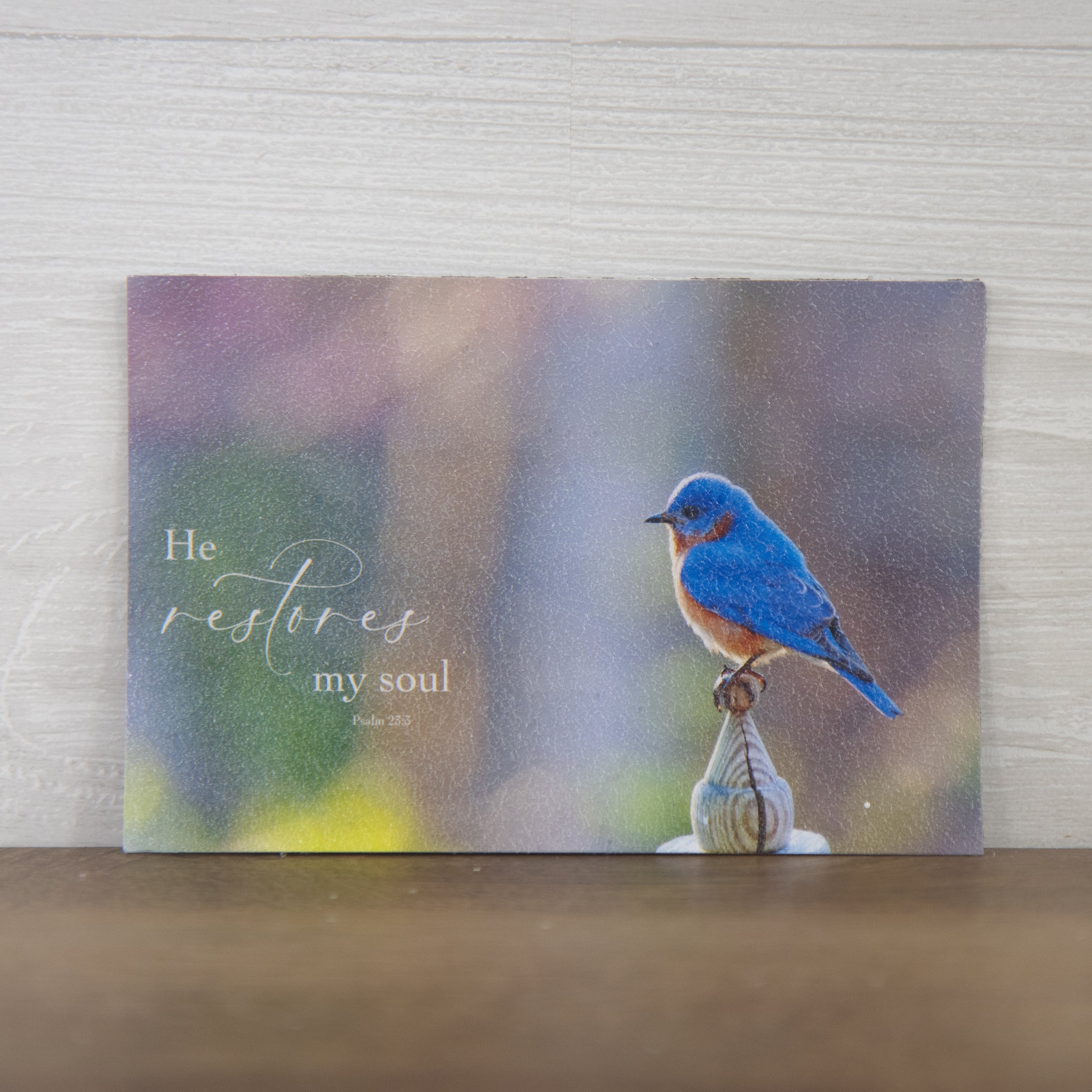 He Restores My Soul Magnet – Psalm 23:3 Blue Bird (SN320M)