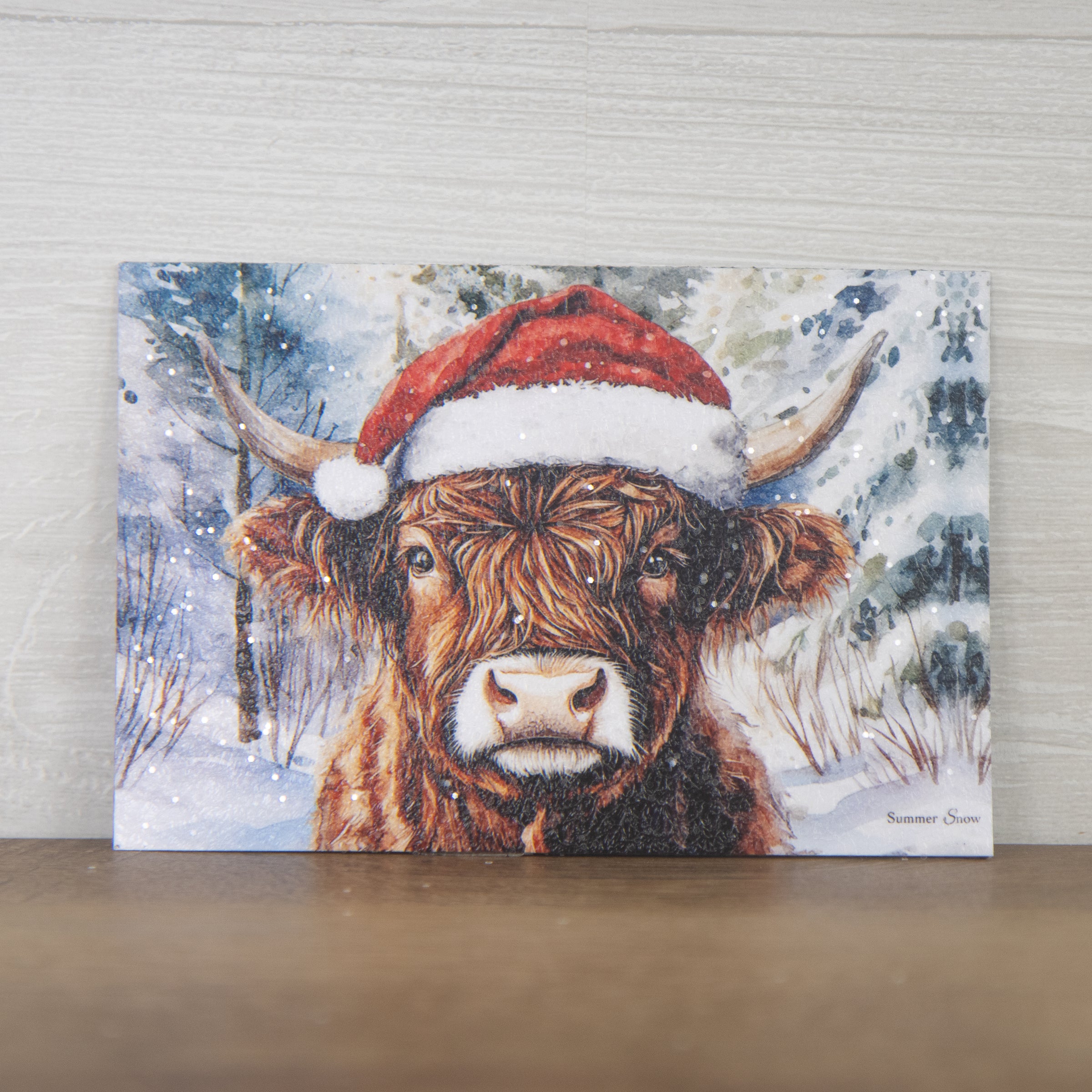 Highland Cow Santa Hat Magnet – Winter Farm Decor (NS417M)
