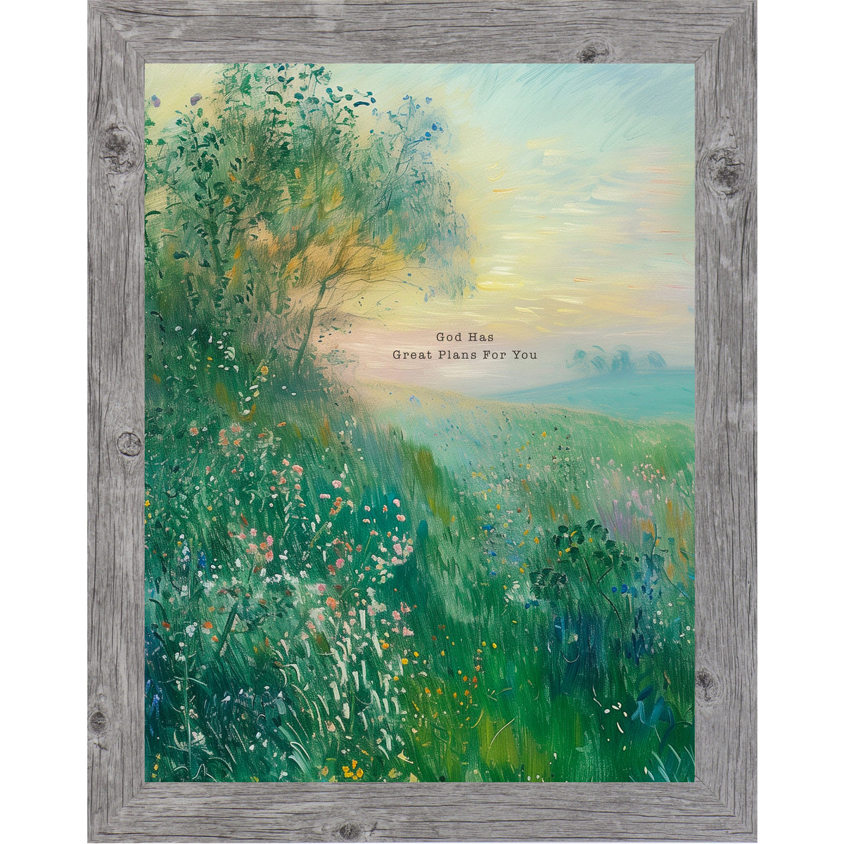 God Has Great Plans For You – Christian Inspirational Wall Art, Watercolor Meadow Decor – SB157 - Summer Snow Art