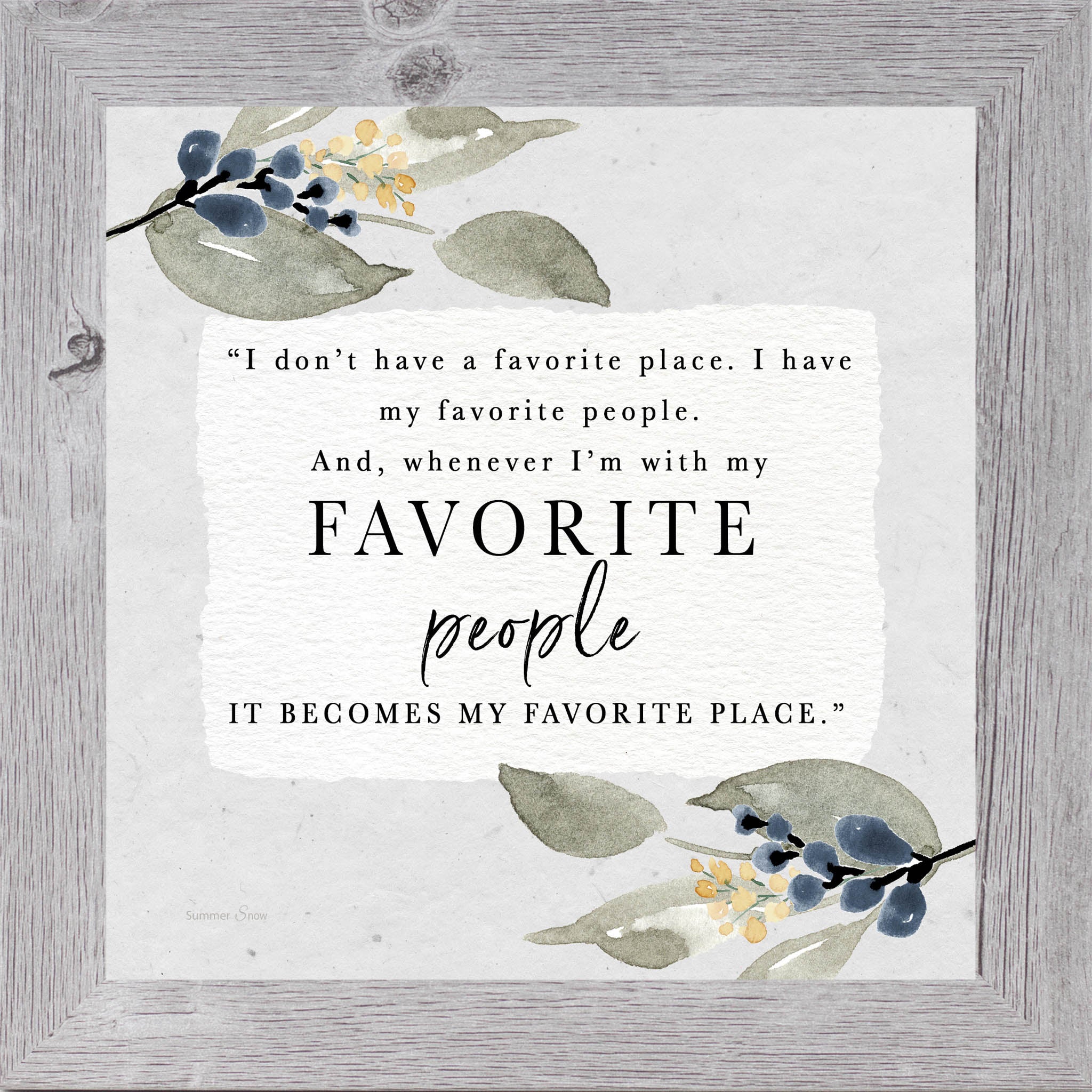 Favorite People – Framed Inspirational Quote Wall Art for Home (SS916)