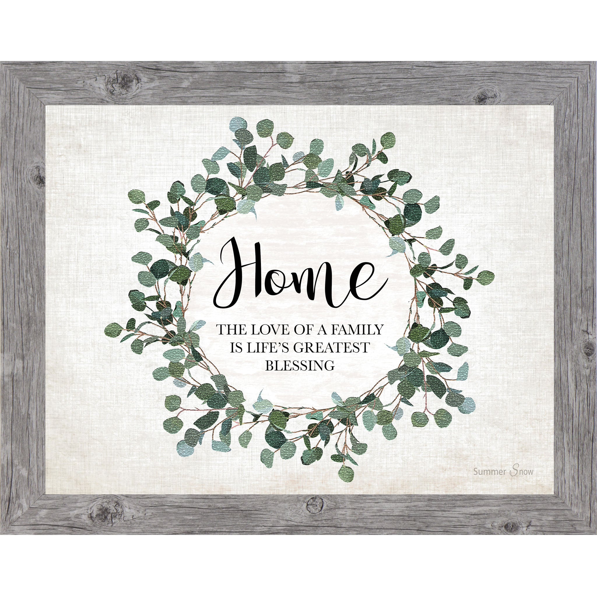 Home – The Love of a Family Framed Wall Art | Floral Wreath Home Decor (SSA190)