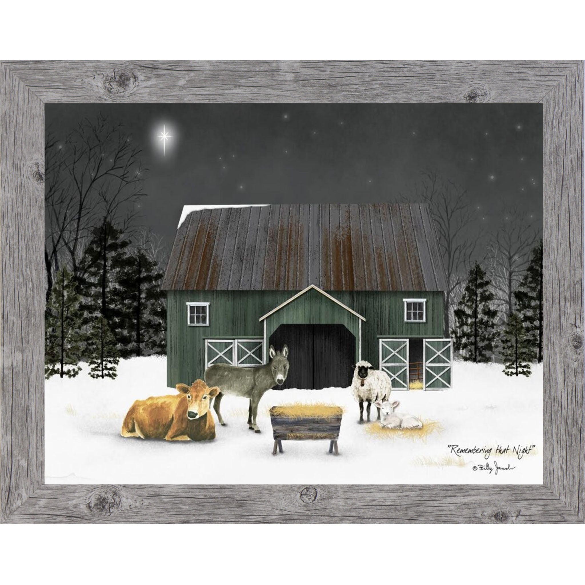 Remembering the Night – Nativity Framed Wall Art by Billy Jacobs | Christmas Faith Decor (BJ1270) - Summer Snow Art