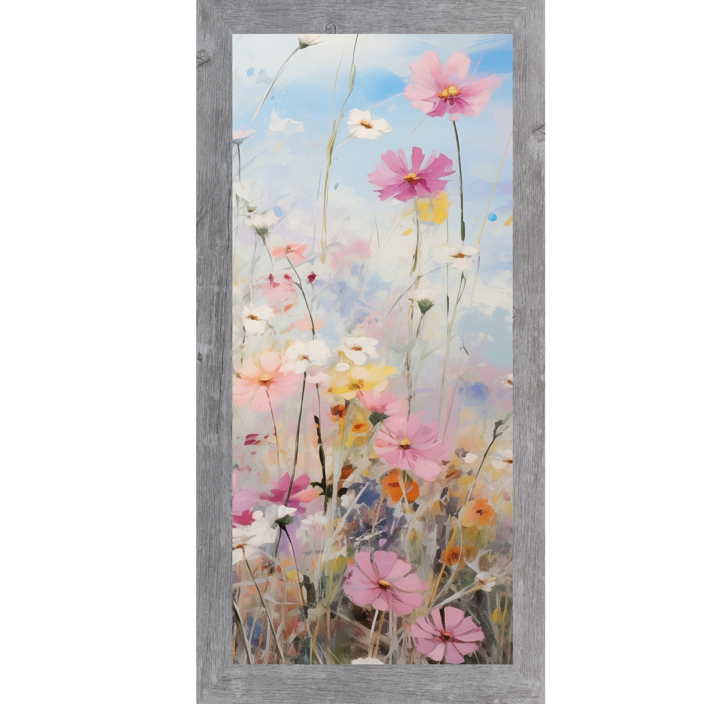 Spring Wildflower Meadow – Vertical Pastel Floral Framed Wall Art | Soft Spring Decor (SB729)