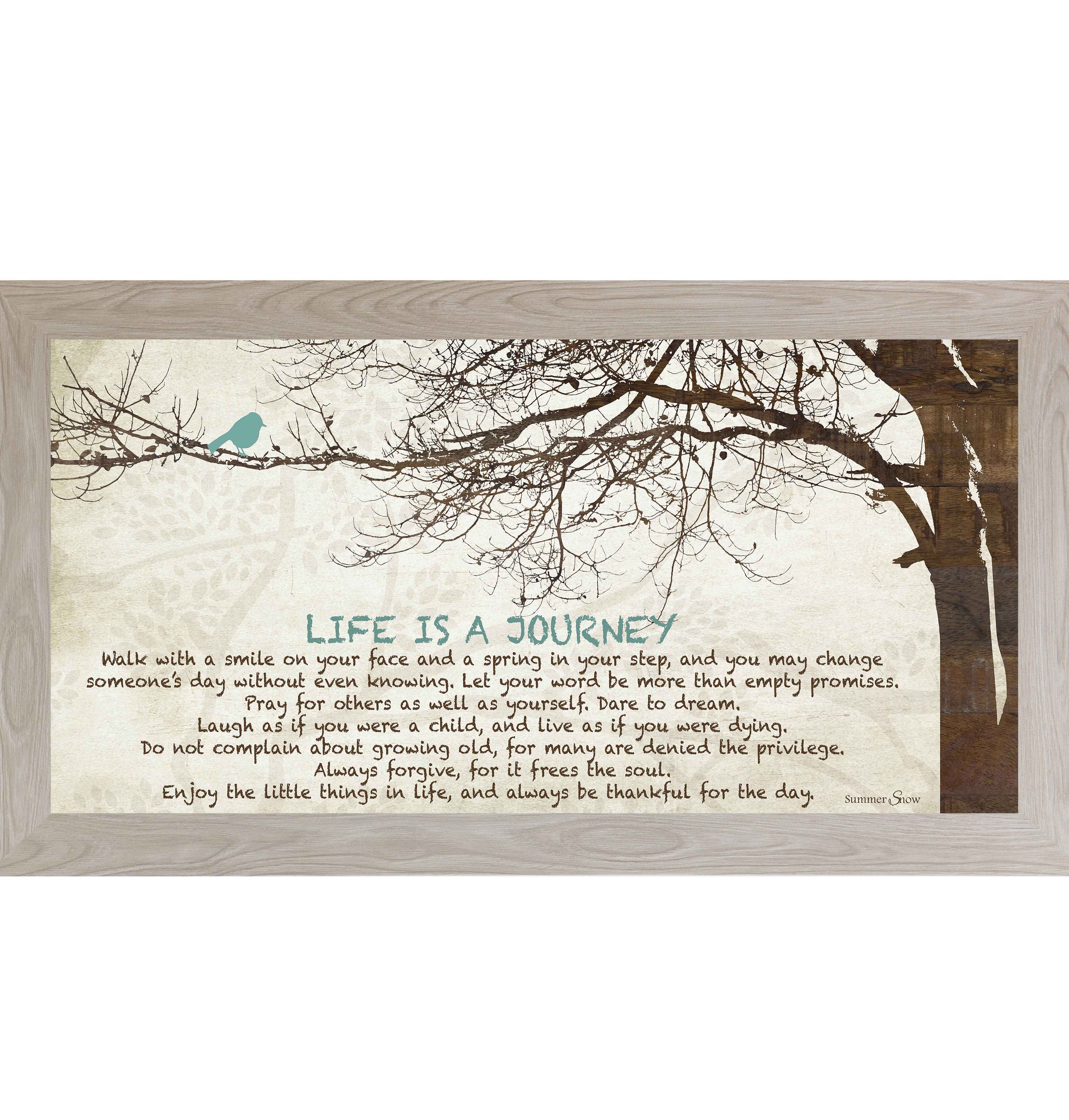 Life Is a Journey – Inspirational Framed Wall Art | Meaningful Quote with Tree & Bird Decor | SS1523
