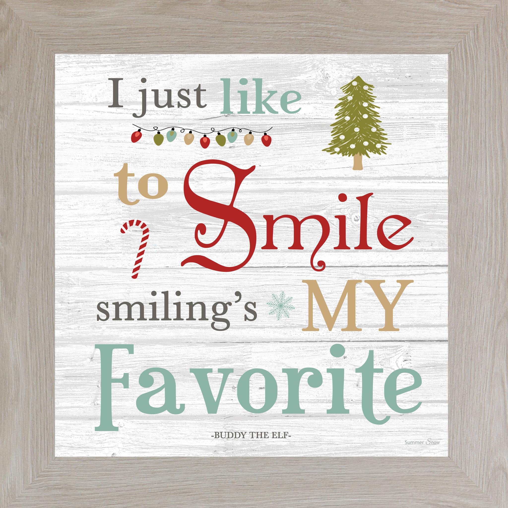 I Just Like to Smile Wall Art – Buddy the Elf Christmas Quote Decor (SSA597) - Summer Snow Art