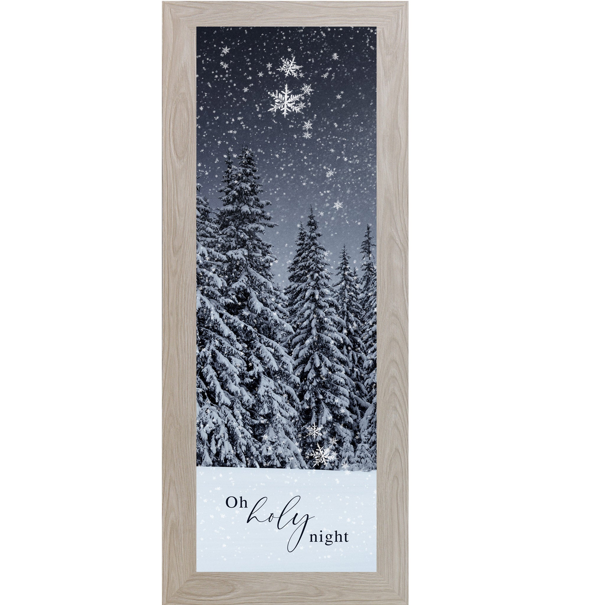 Oh Holy Night Wall Art – Christian Christmas Winter Decor with Snowy Evergreen Trees (SA815)