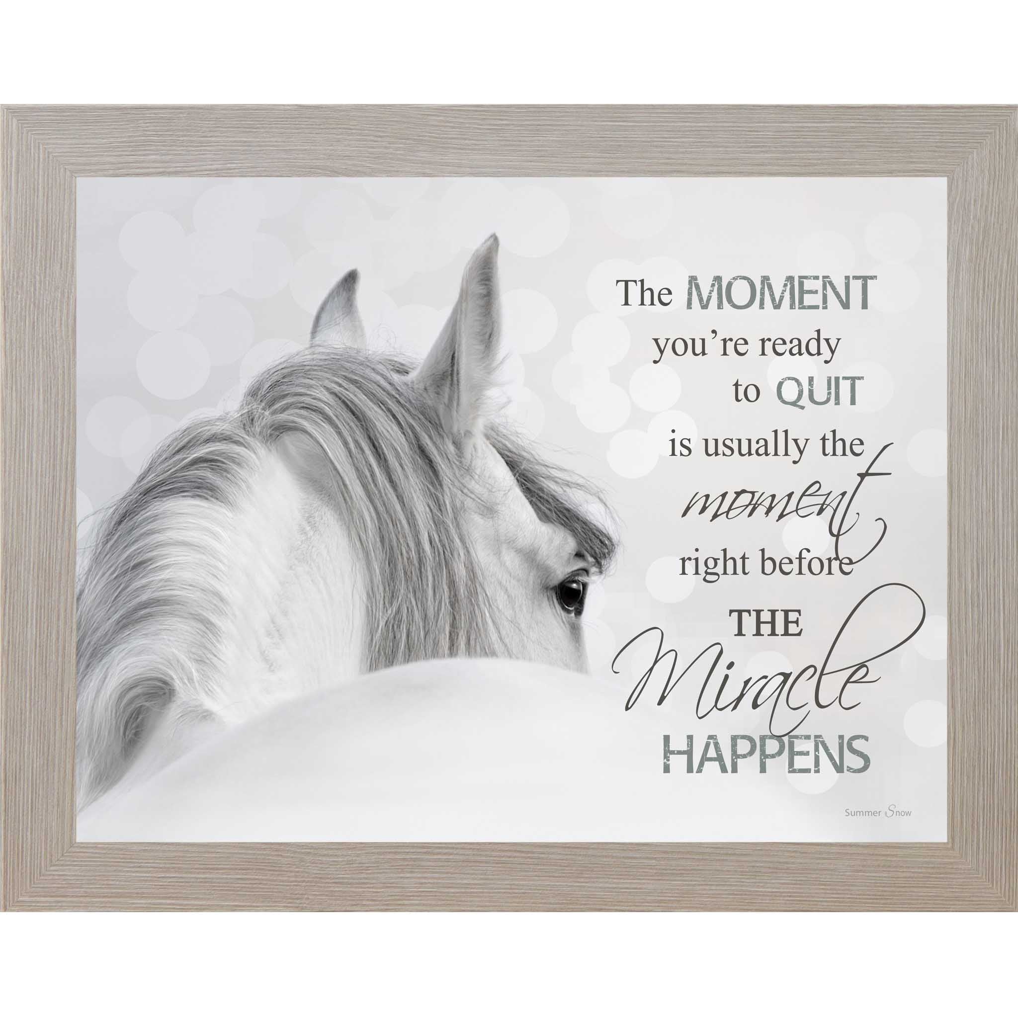 The Moment You’re Ready to Quit White Horse Wall Art – Inspirational Framed Print (SSW98)