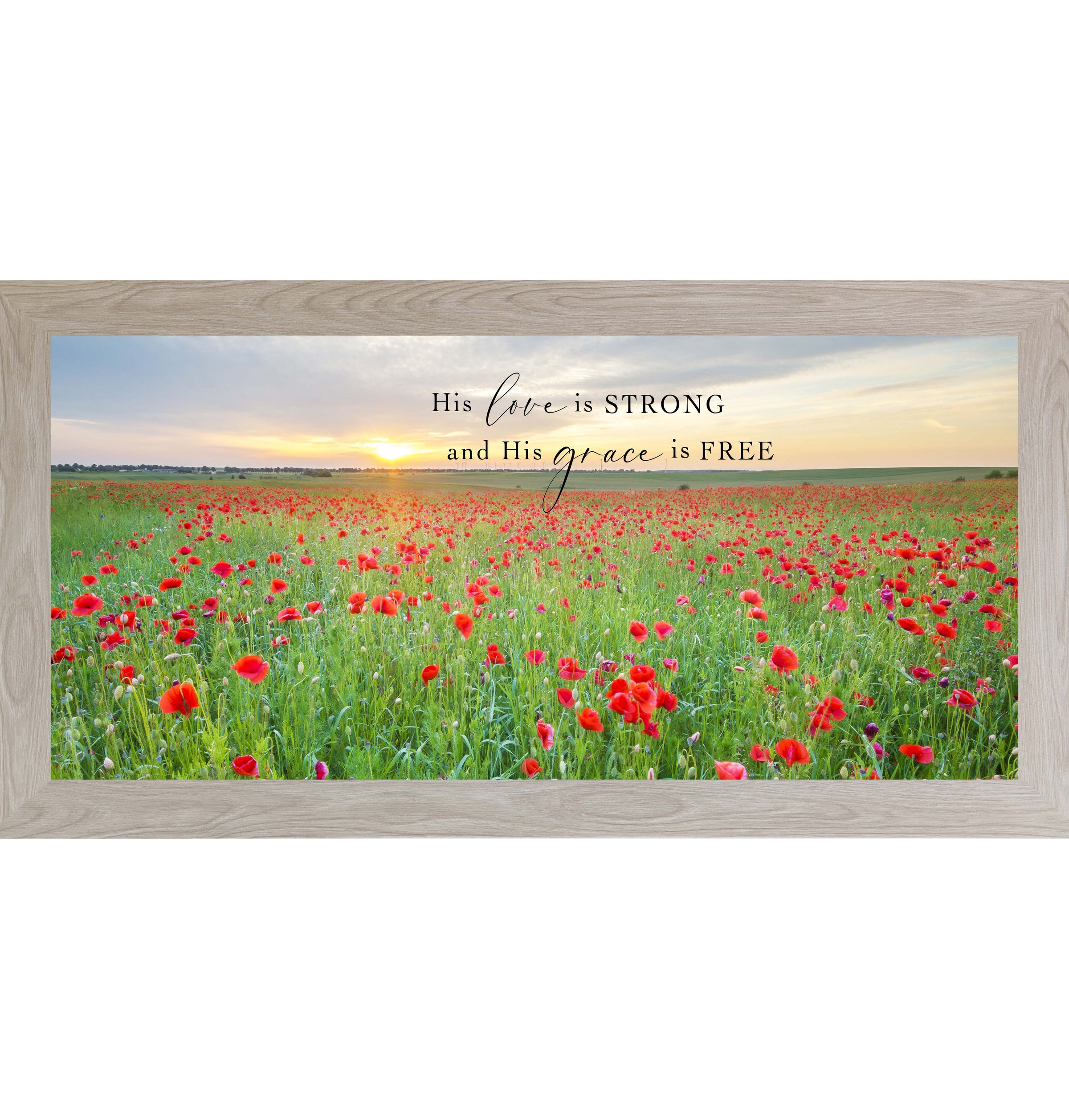 His Love Is Strong and His Grace Is Free – Framed Christian Wall Art NS627