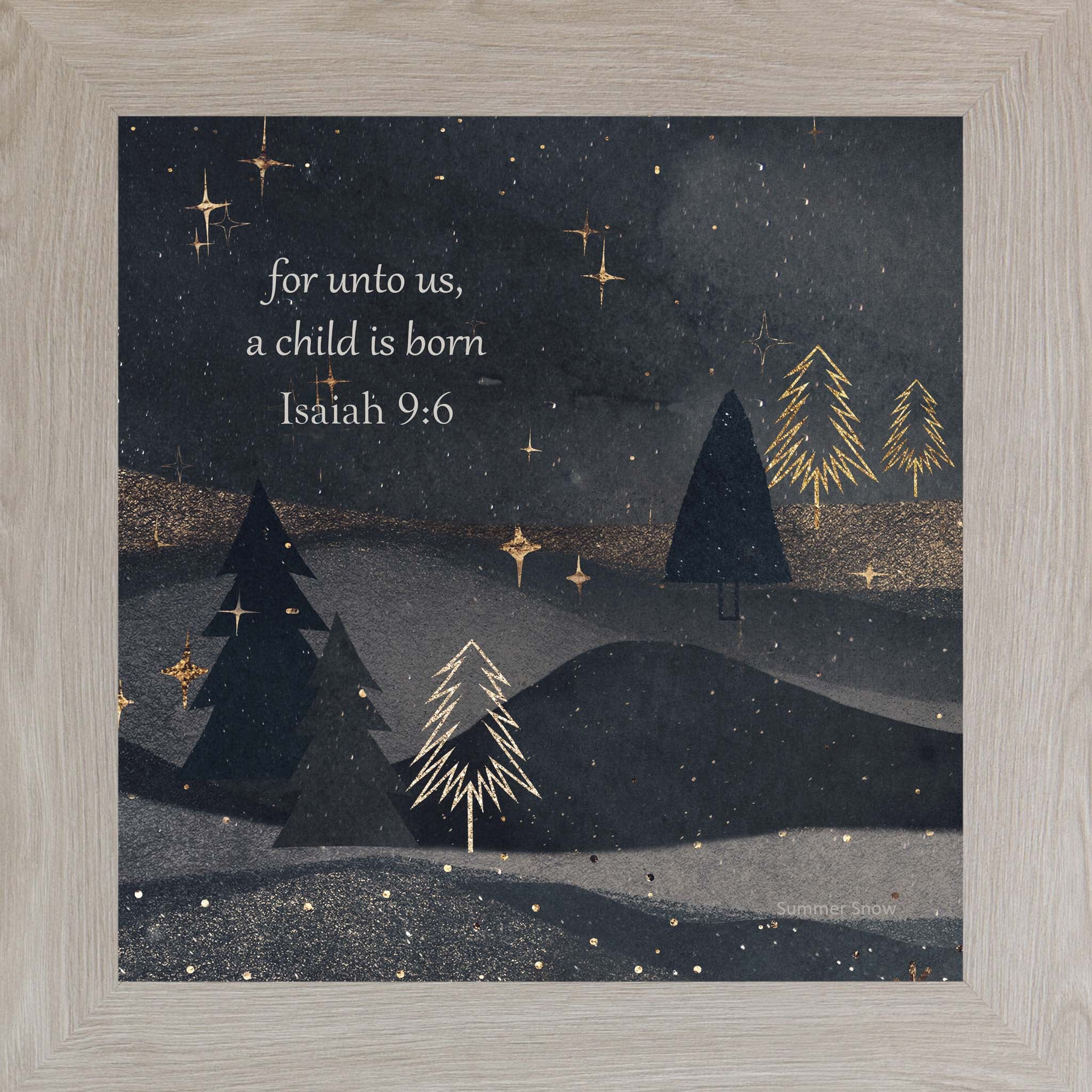 For Unto Us a Child Is Born – Isaiah 96 Christmas Scripture Wall Art, Christian Night Sky Decor SA82 - Summer Snow Art