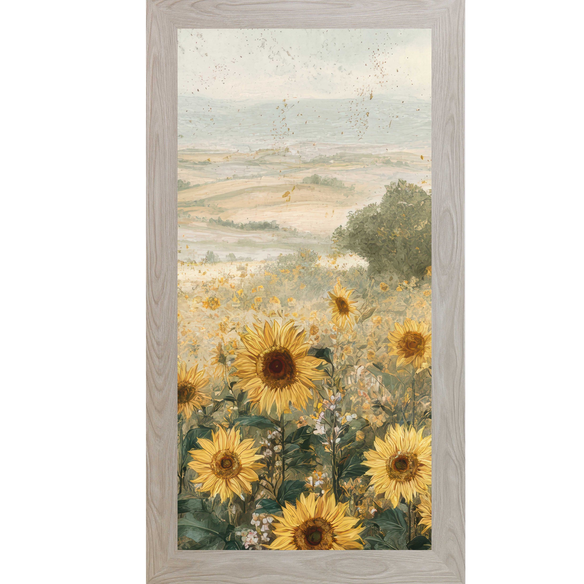 Sunflower Bliss – Framed Sunflower Wall Art, Vertical Floral Nature Decor (SB745) - Summer Snow Art
