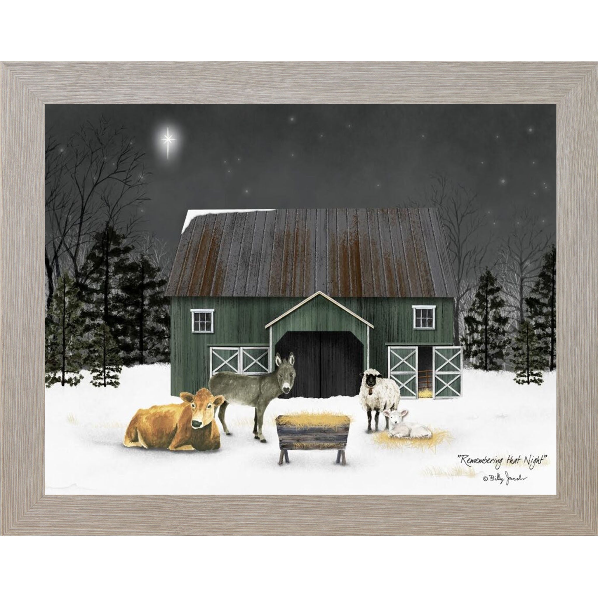 Remembering the Night – Nativity Framed Wall Art by Billy Jacobs | Christmas Faith Decor (BJ1270) - Summer Snow Art