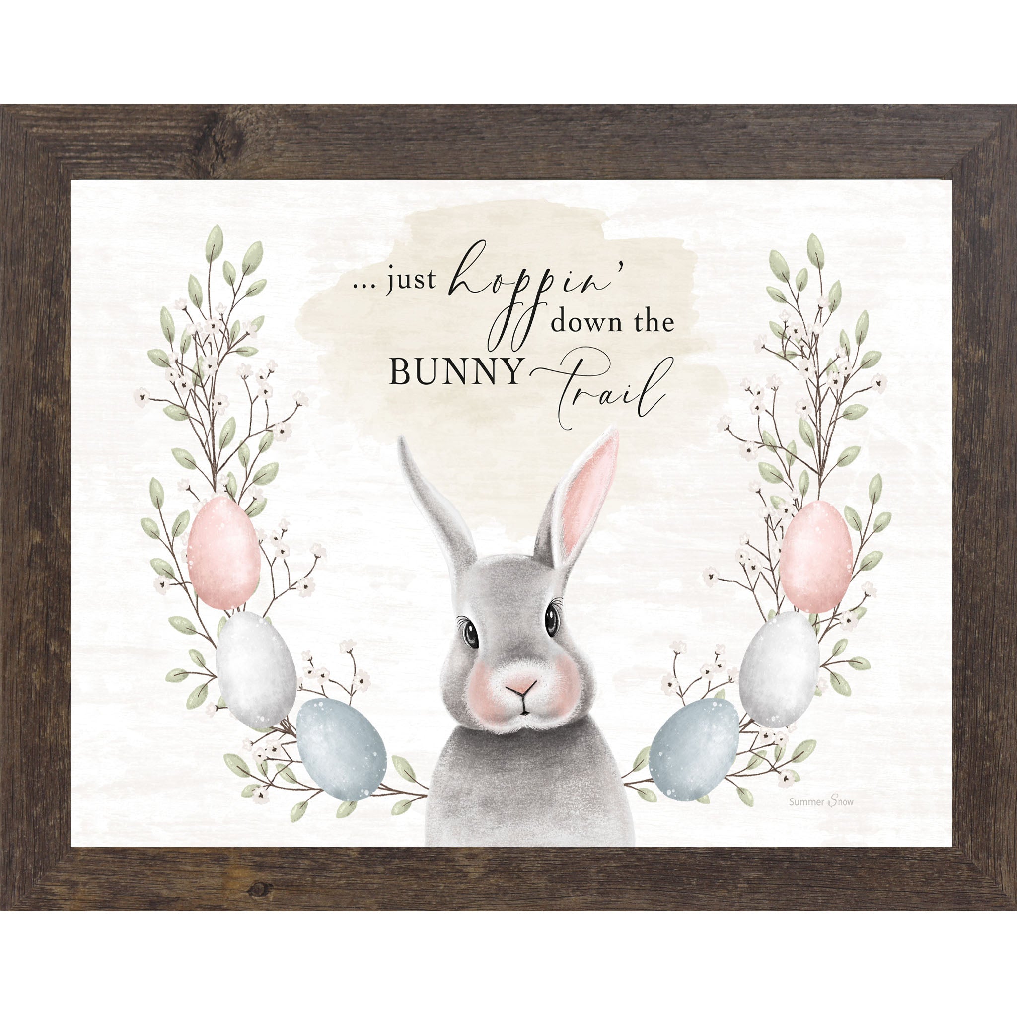 Just Hoppin’ Down the Bunny Trail Framed Wall Art – Easter Bunny Spring Decor | SA377