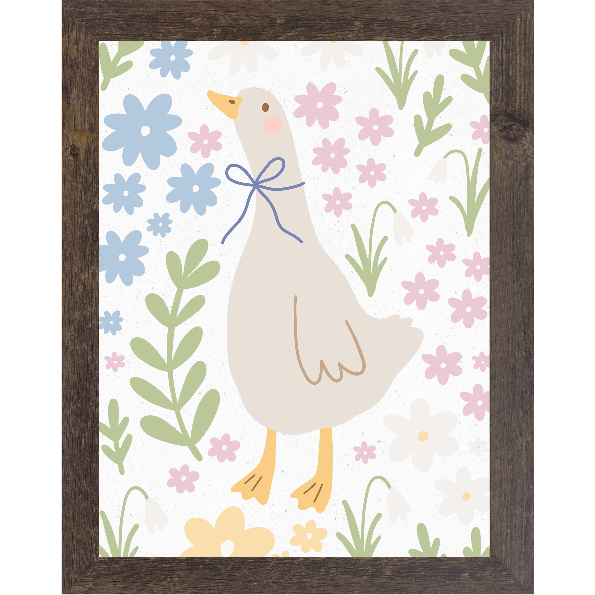 Whimsical Duck Floral Wall Art – Pastel Spring Framed Art for Nursery & Everyday Home Decor (SB121)