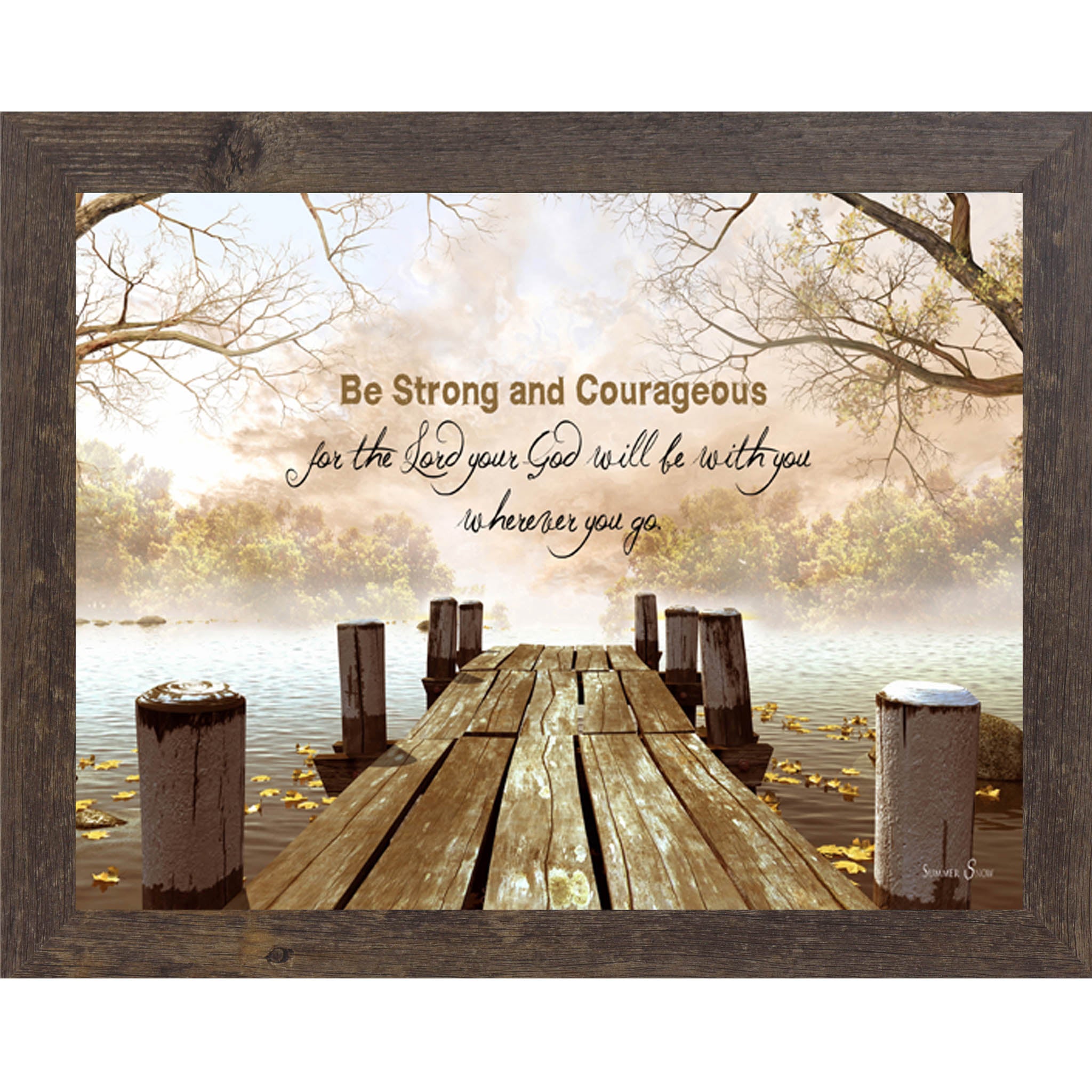 Be Strong and Courageous – Scripture Framed Wall Art | Joshua 1:9 Christian Home Decor (SS9927)