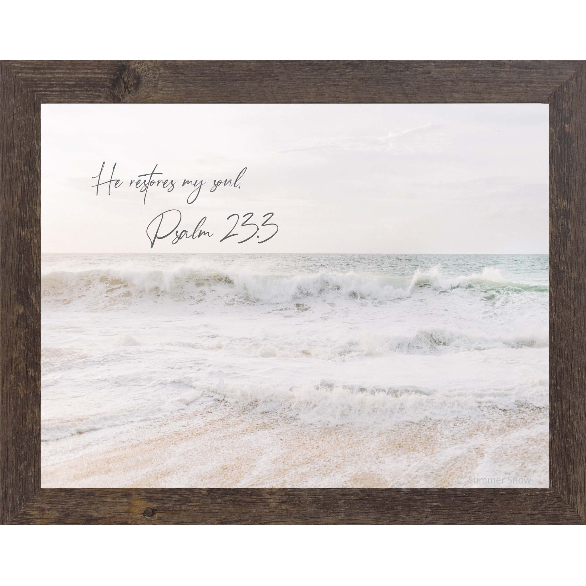 He Restores My Soul – Psalm 23:3 Beach Wall Art, Christian Coastal Decor (SS130)