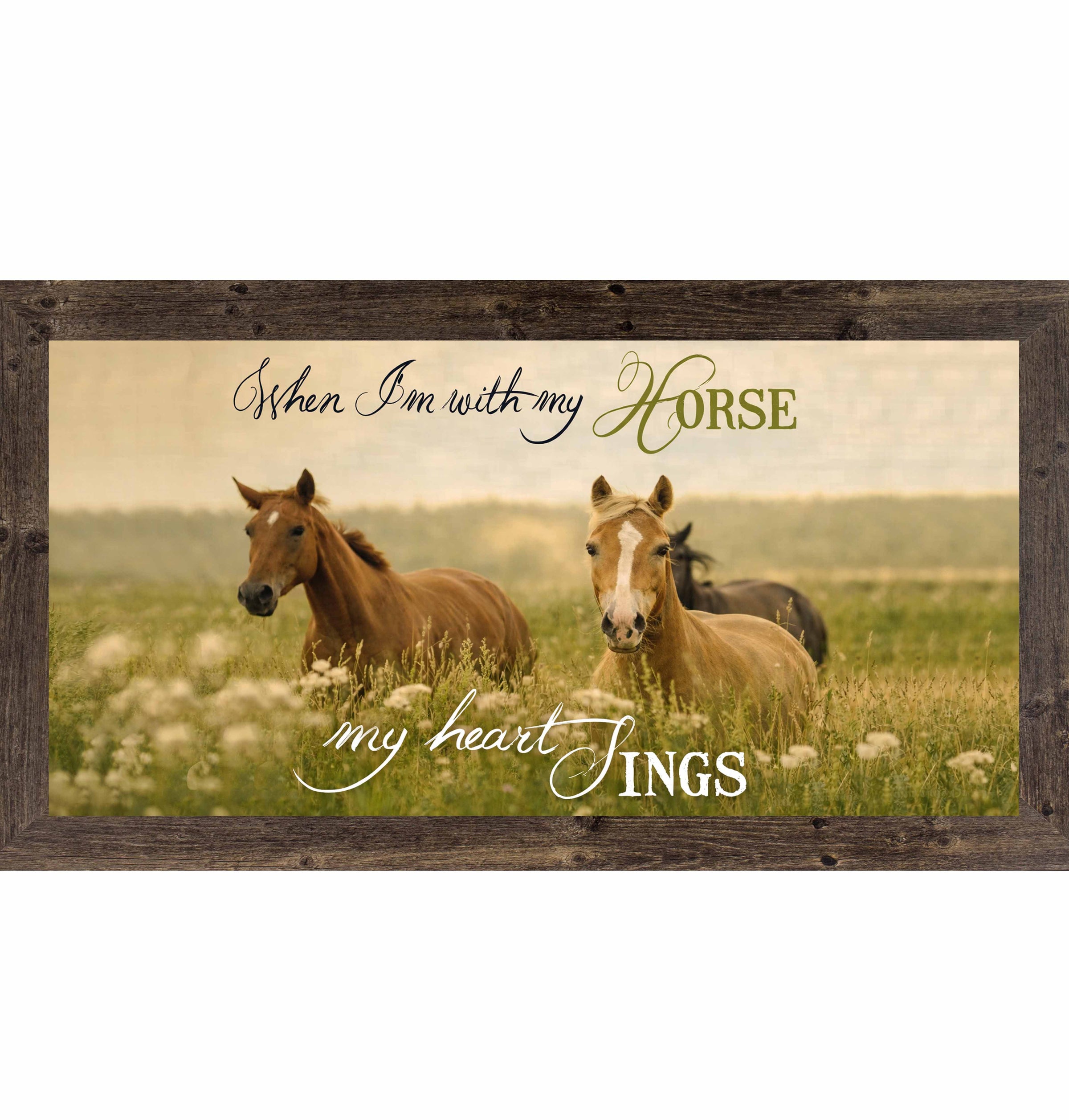 When I’m With My Horse My Heart Sings – Wide Framed Horse Wall Art, Western Equestrian Decor (ZS103)