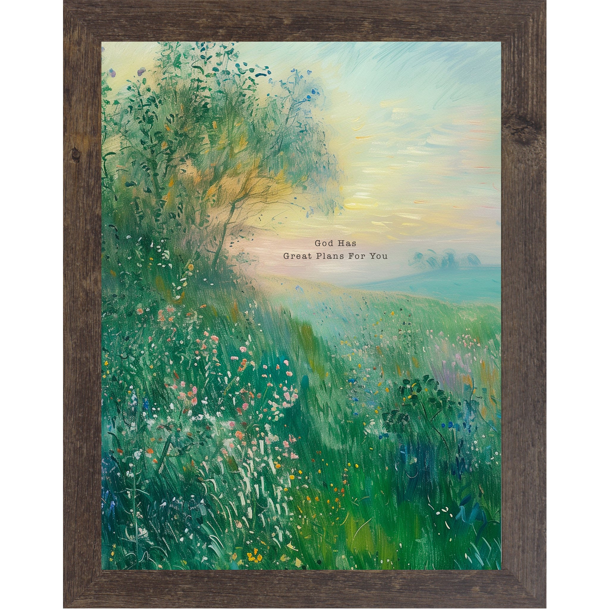 God Has Great Plans For You – Christian Inspirational Wall Art, Watercolor Meadow Decor – SB157 - Summer Snow Art
