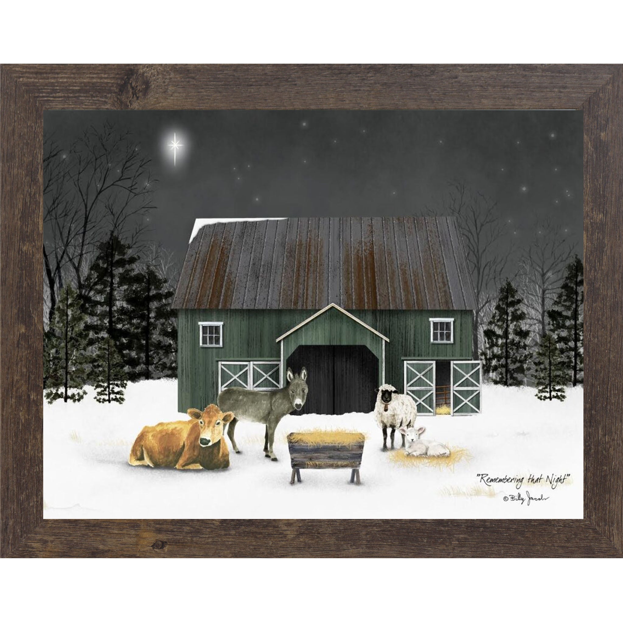 Remembering the Night – Nativity Framed Wall Art by Billy Jacobs | Christmas Faith Decor (BJ1270) - Summer Snow Art