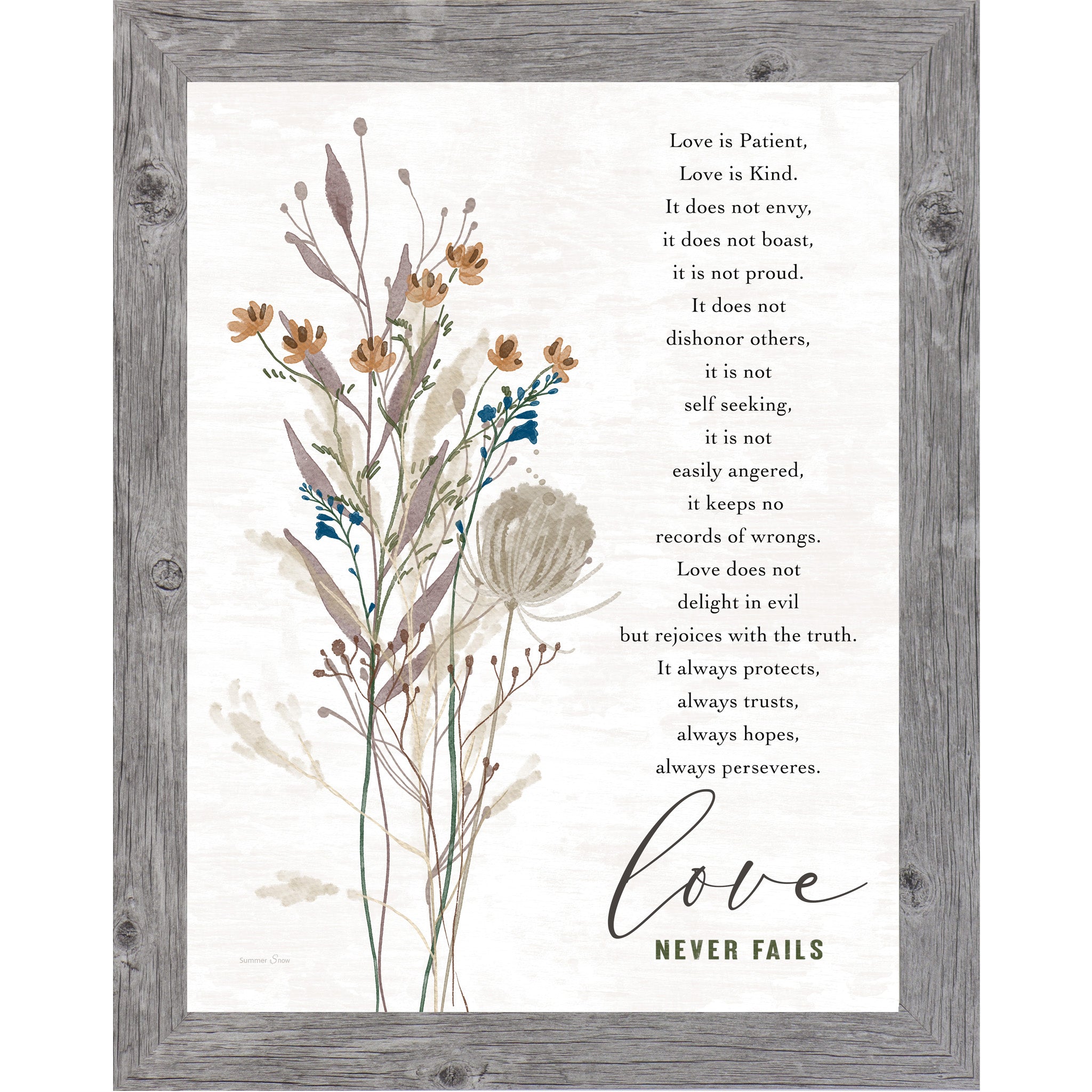 Love Is Patient – 1 Corinthians 13 Framed Wall Art | SA388