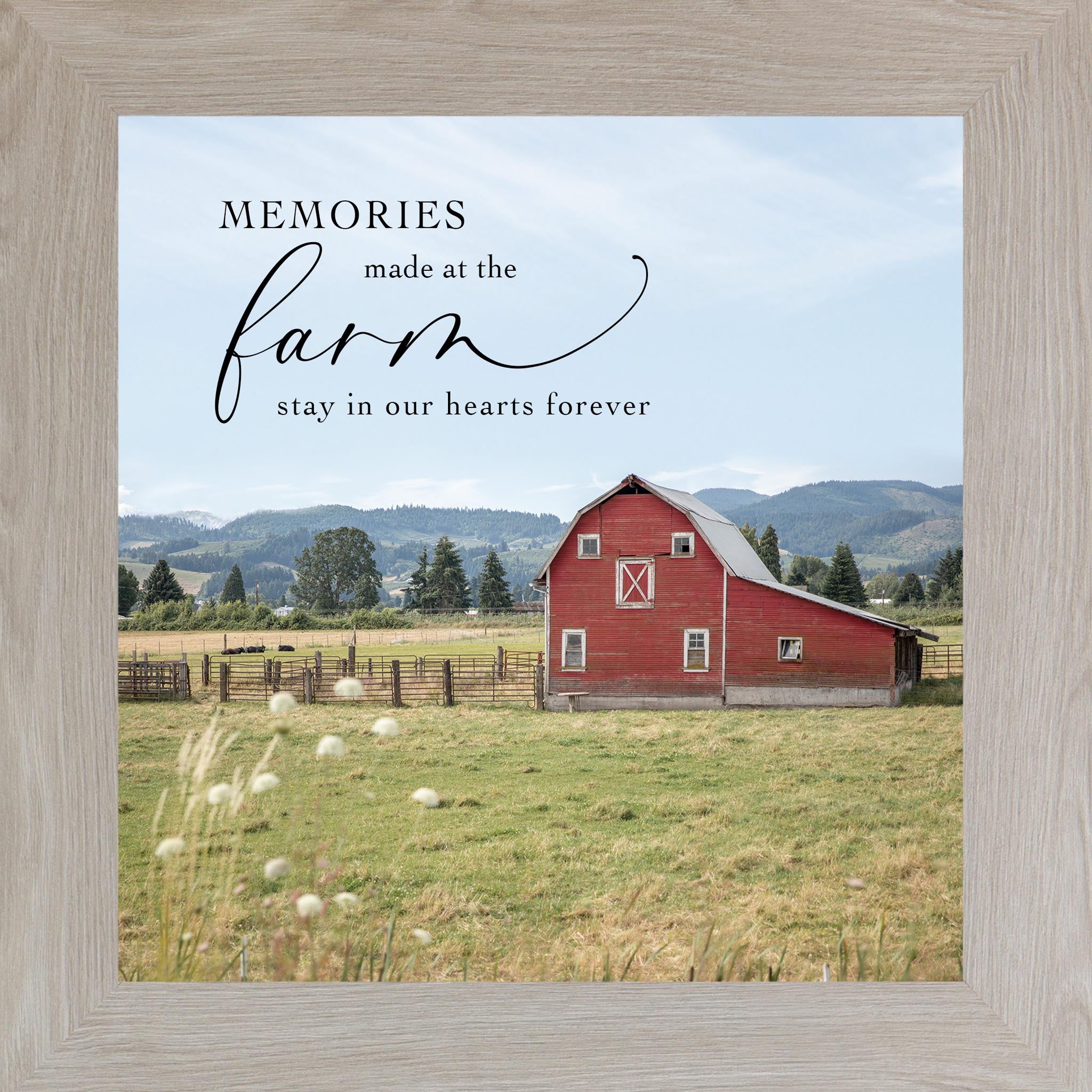 Memories Made on the Farm – Red Barn Farm Wall Art, Rustic Country Home Decor (SA98) - Summer Snow Art