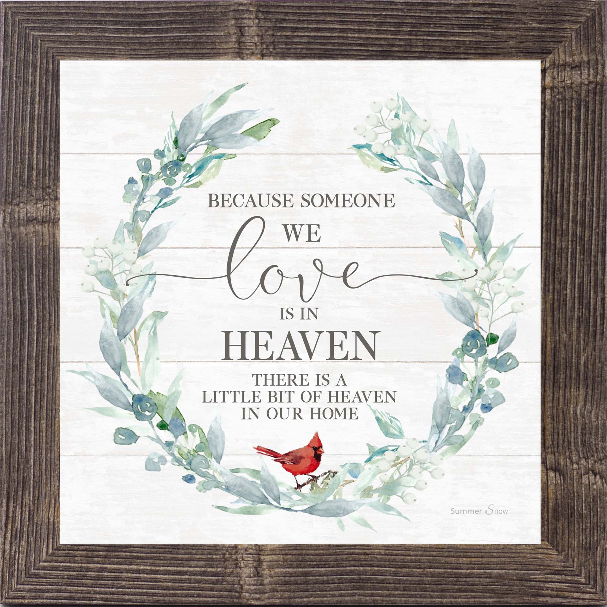 Because Someone We Love Is in Heaven – Cardinal Sympathy Framed Wall Art | Remembrance Decor (SS822)