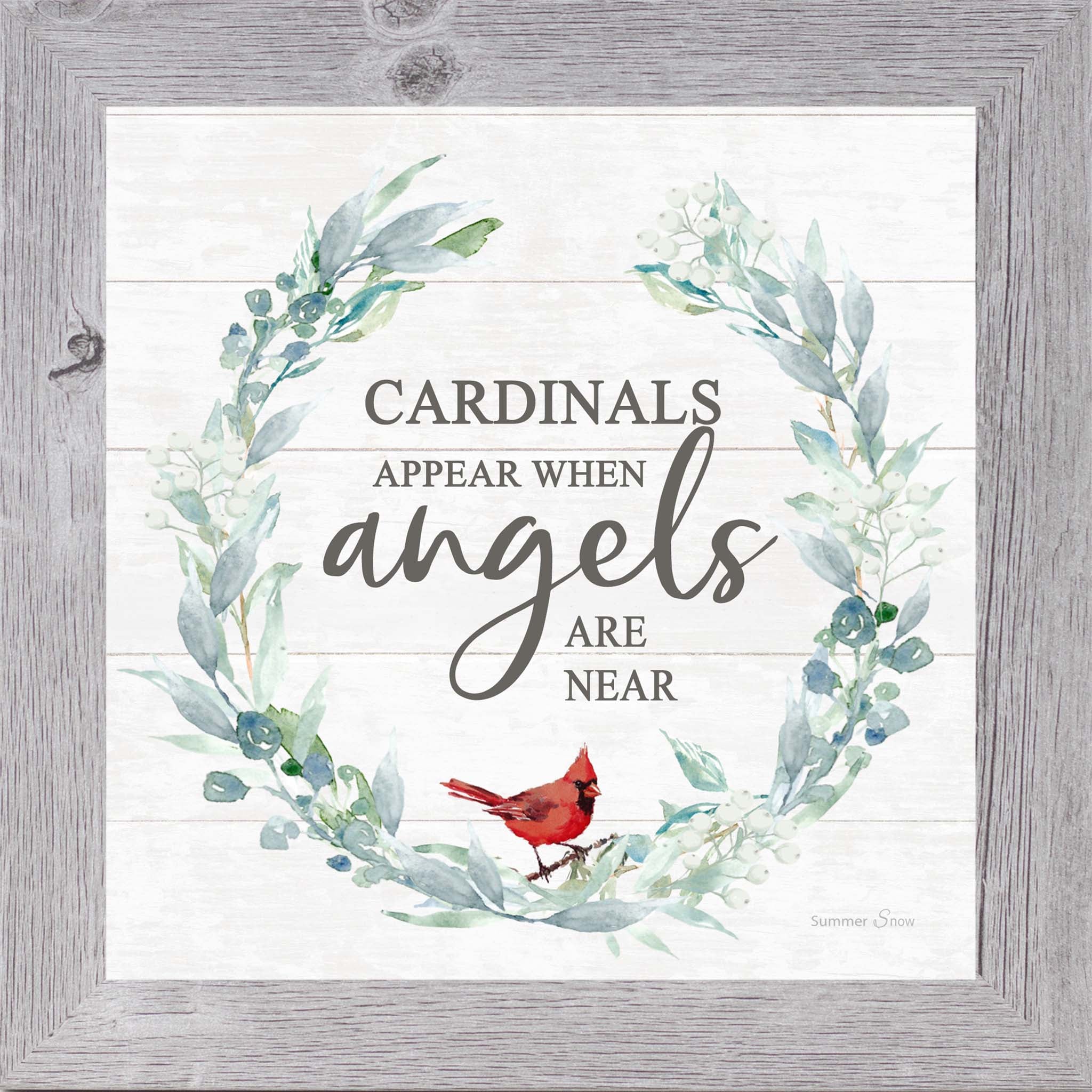 Cardinals Appear When Angels Are Near – Cardinal Sympathy Framed Wall Art | Remembrance Decor (SS823)