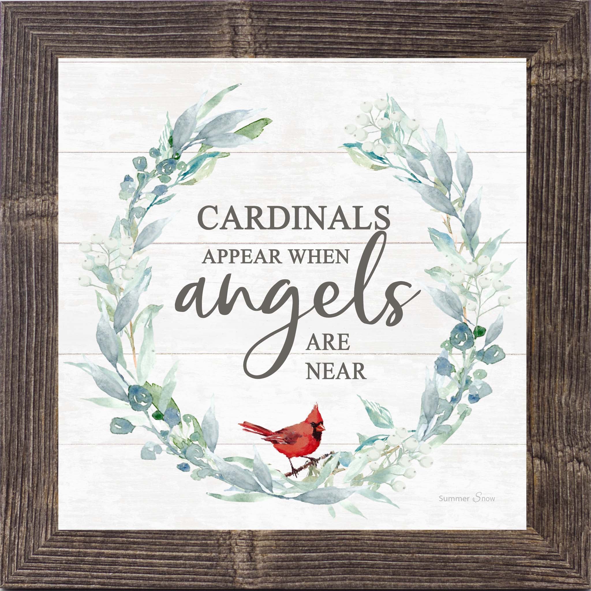Cardinals Appear When Angels Are Near – Cardinal Sympathy Framed Wall Art | Remembrance Decor (SS823)