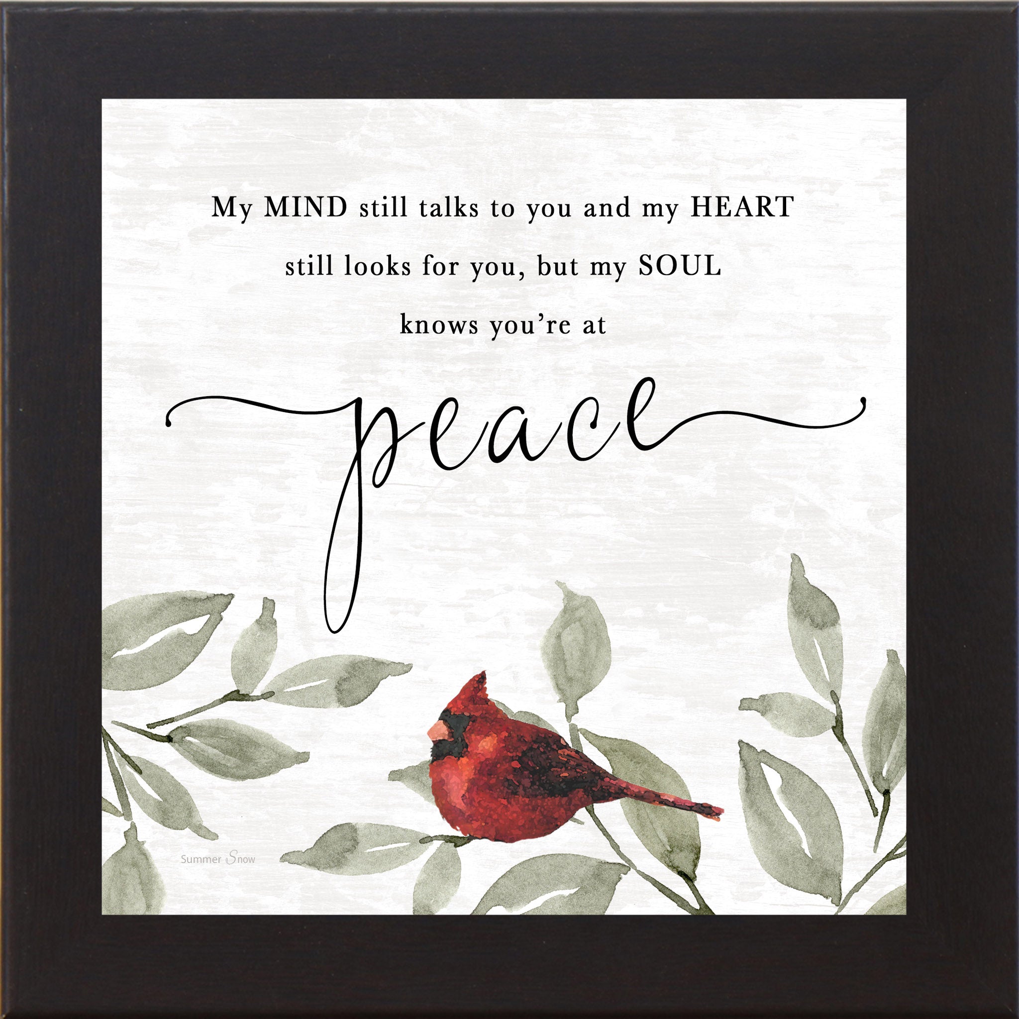 My Soul Knows You’re at Peace – Framed Cardinal Sympathy Wall Art (SS934)