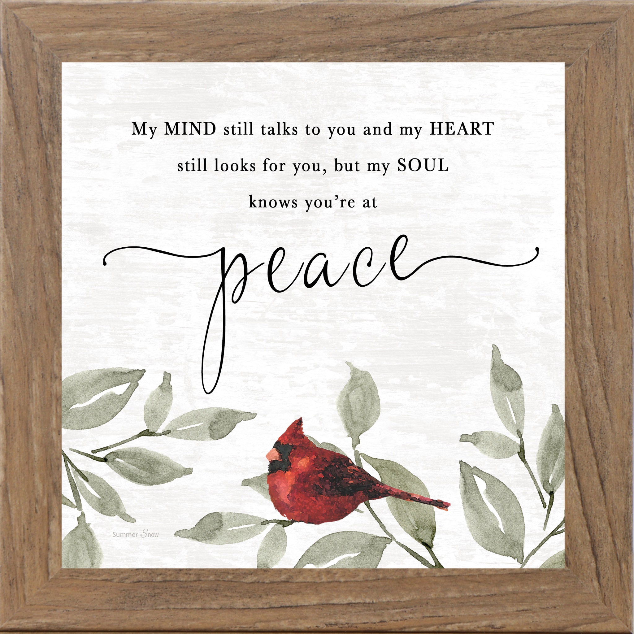 My Soul Knows You’re at Peace – Framed Cardinal Sympathy Wall Art (SS934)